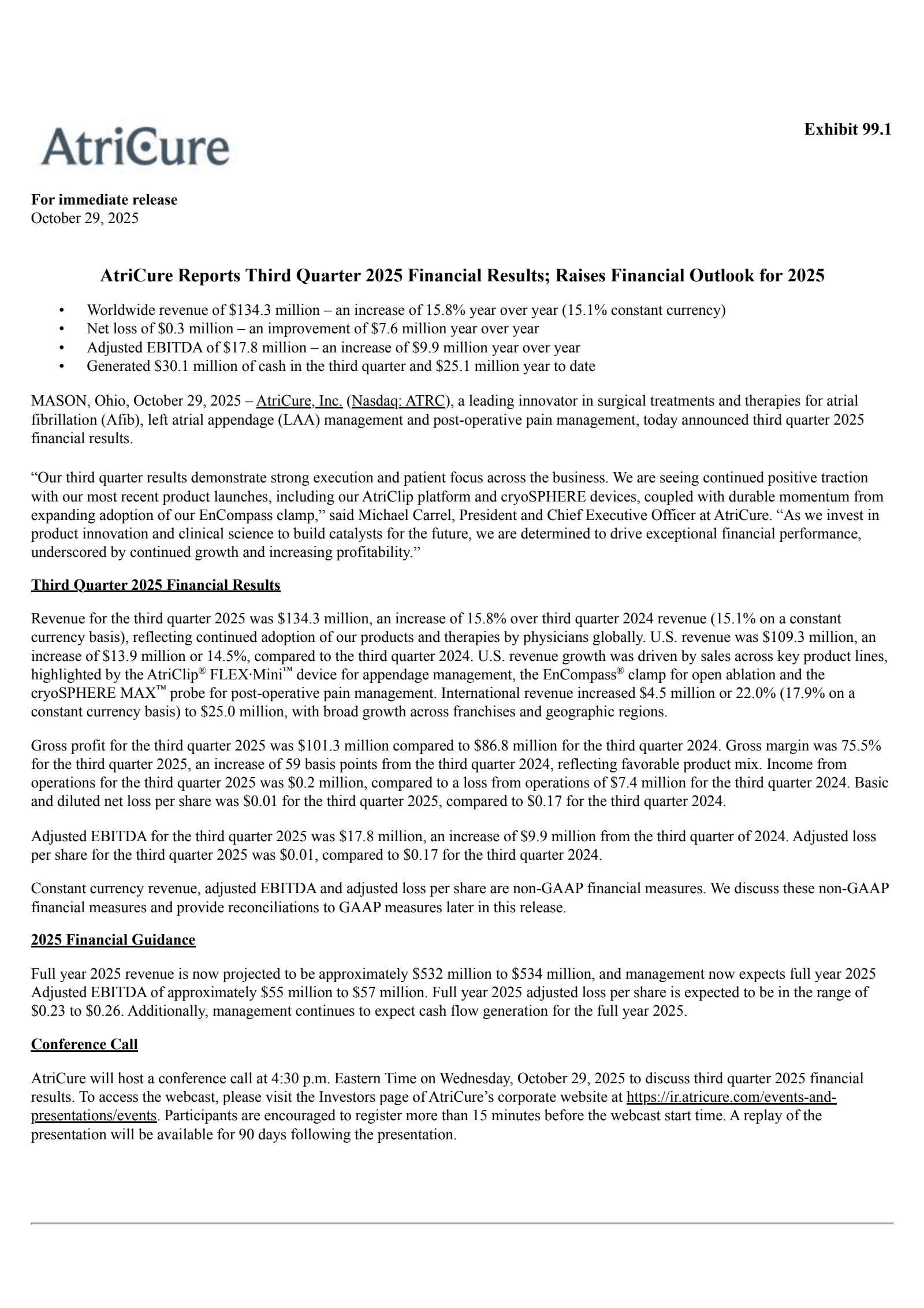 AtriCure's Q3 2025 Earnings Release