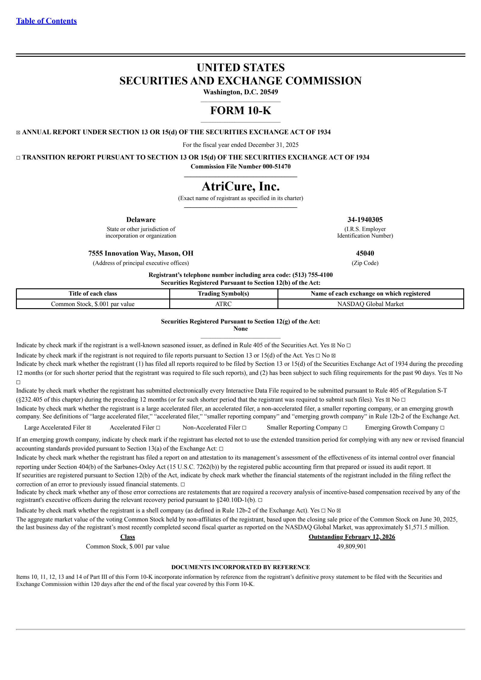 AtriCure's Q4 2025 Annual report