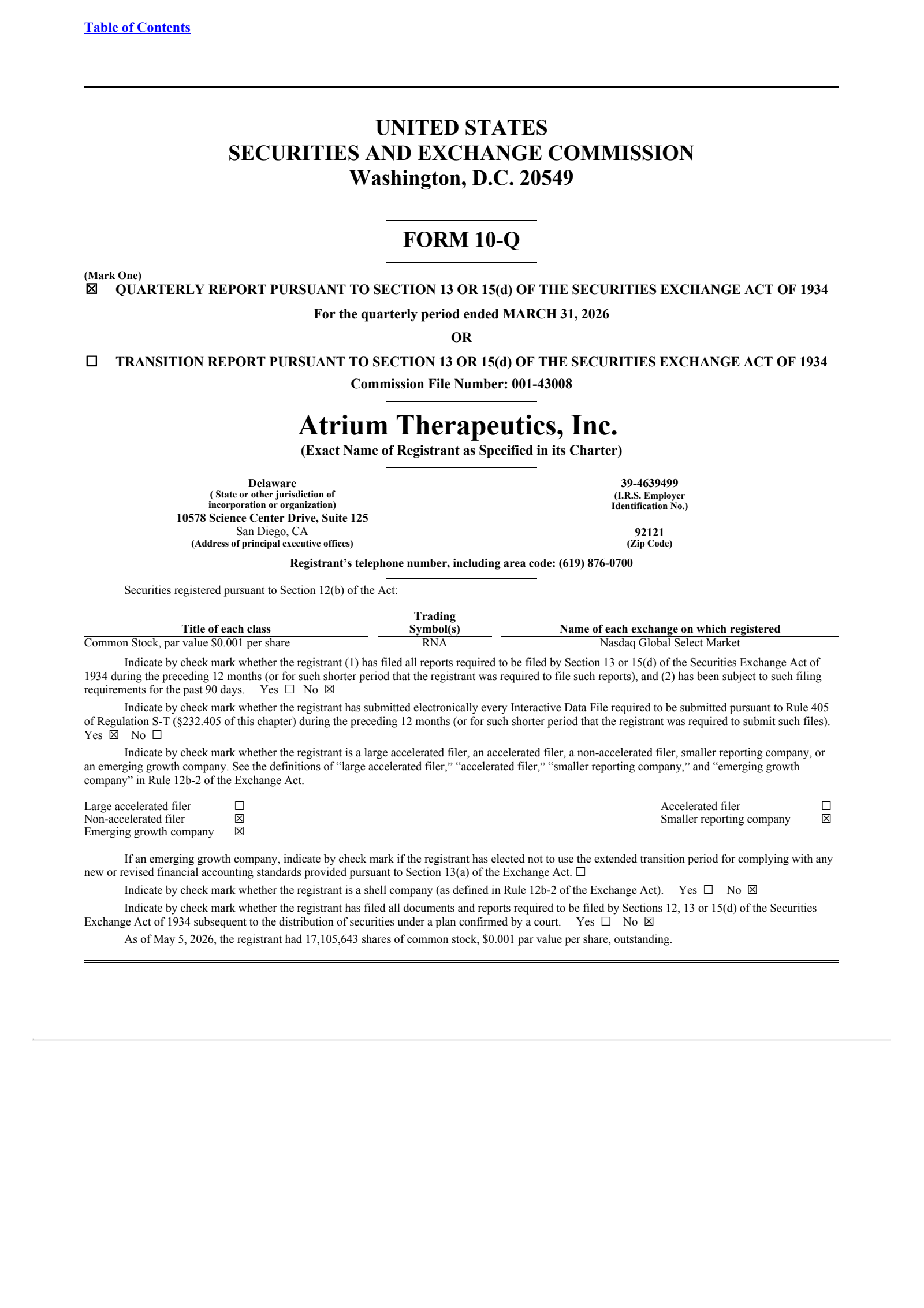 Avidity Biosciences' Q1 2026 Quarterly report