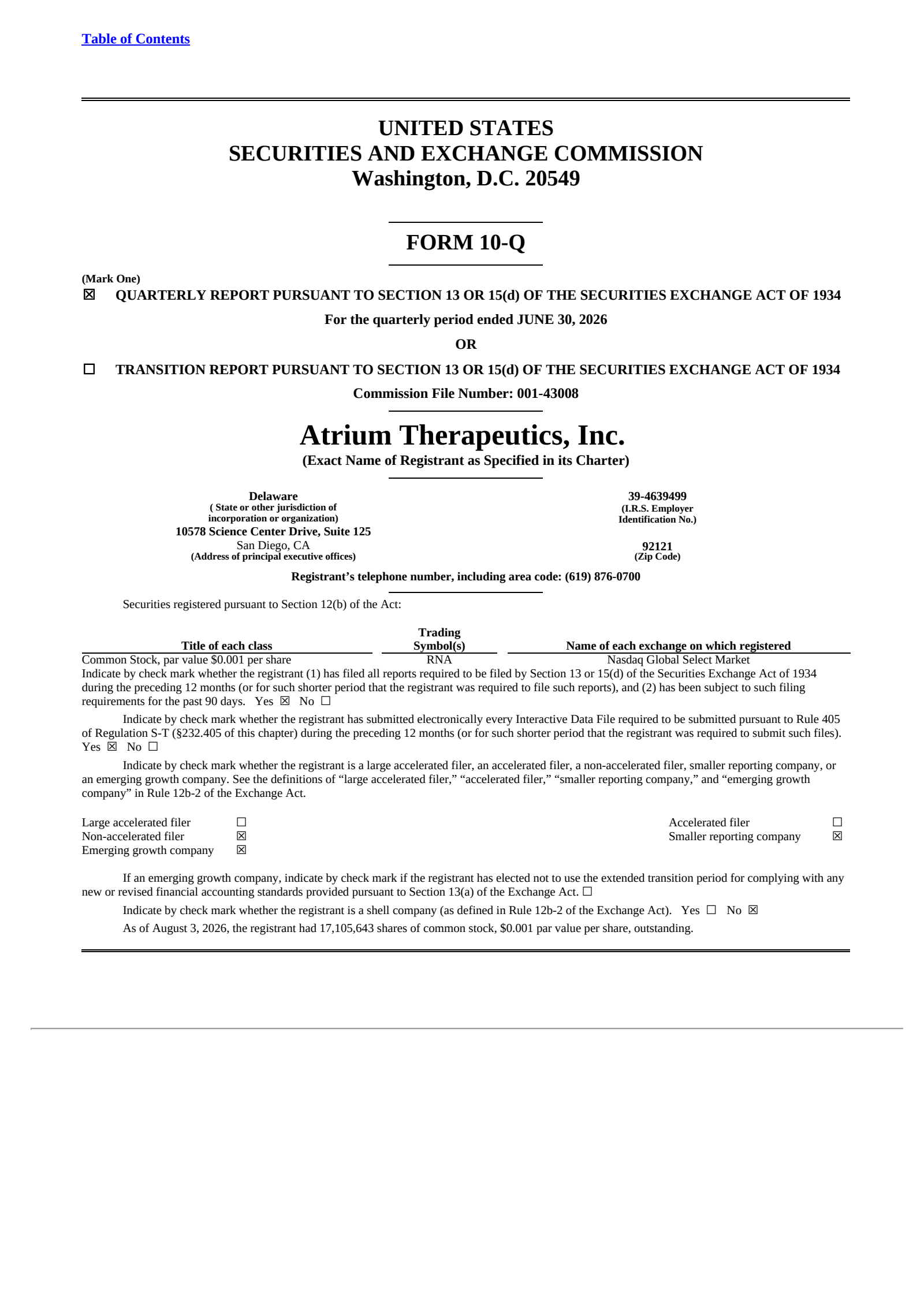 Avidity Biosciences' Q2 2026 Quarterly report