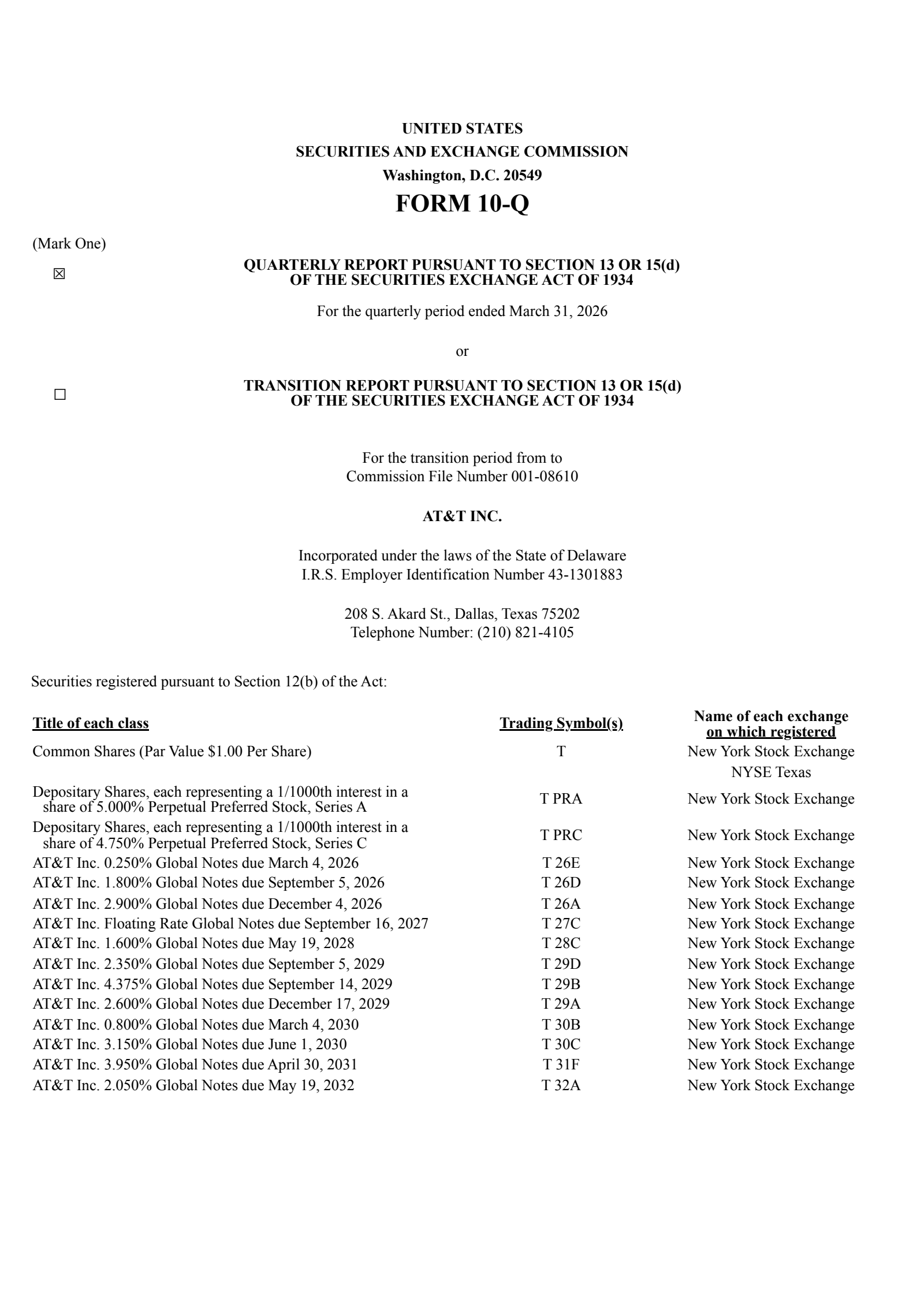 AT&T's Q1 2026 Quarterly report