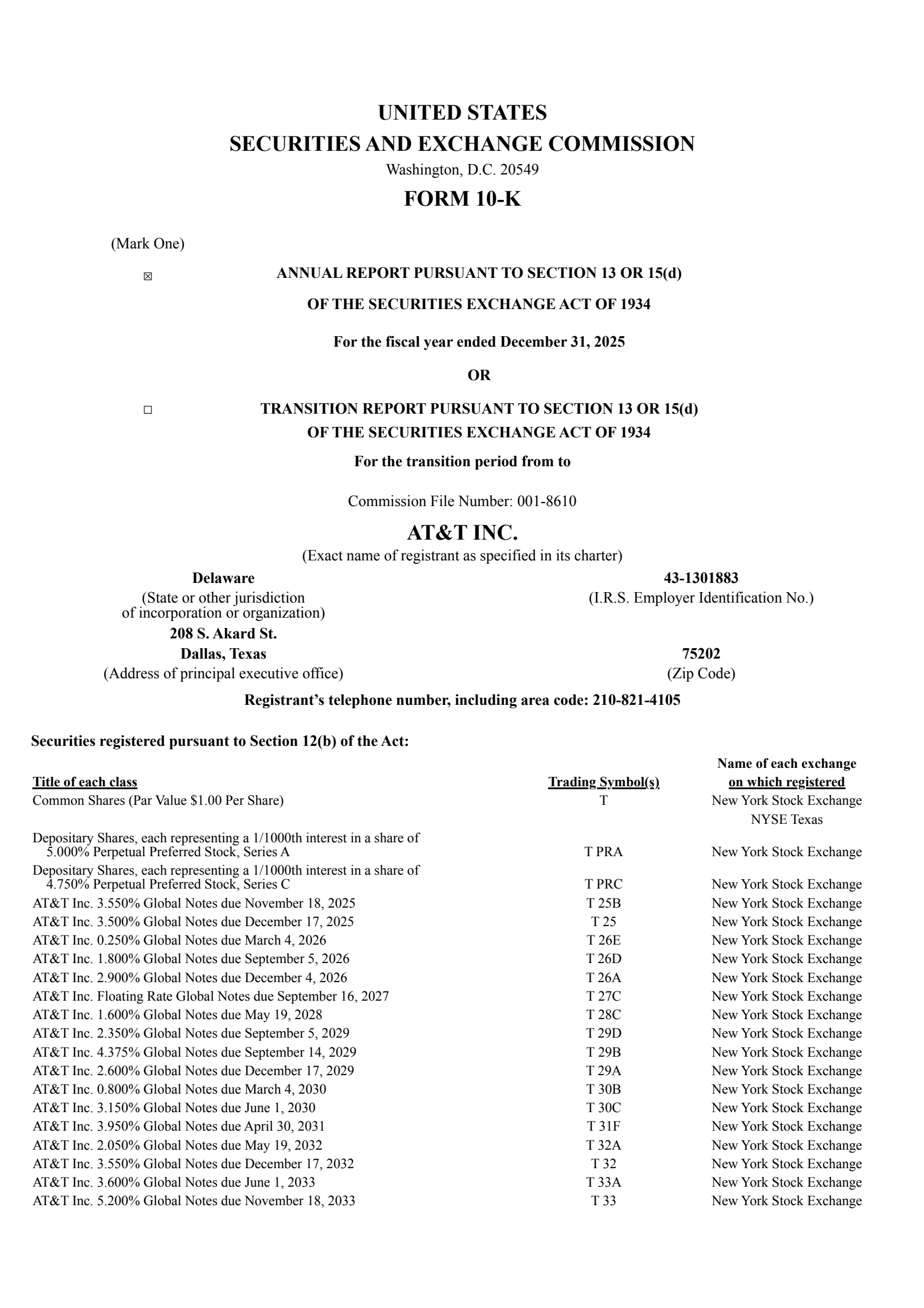 AT&T's Q4 2025 Annual report