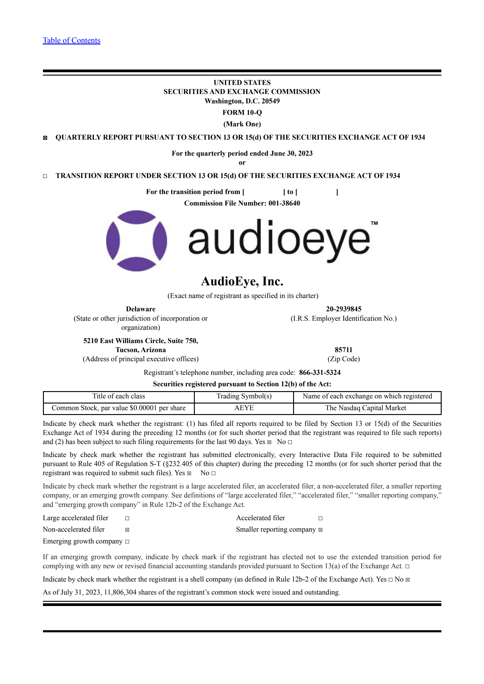 AudioEye's Q2 2023 Quarterly report