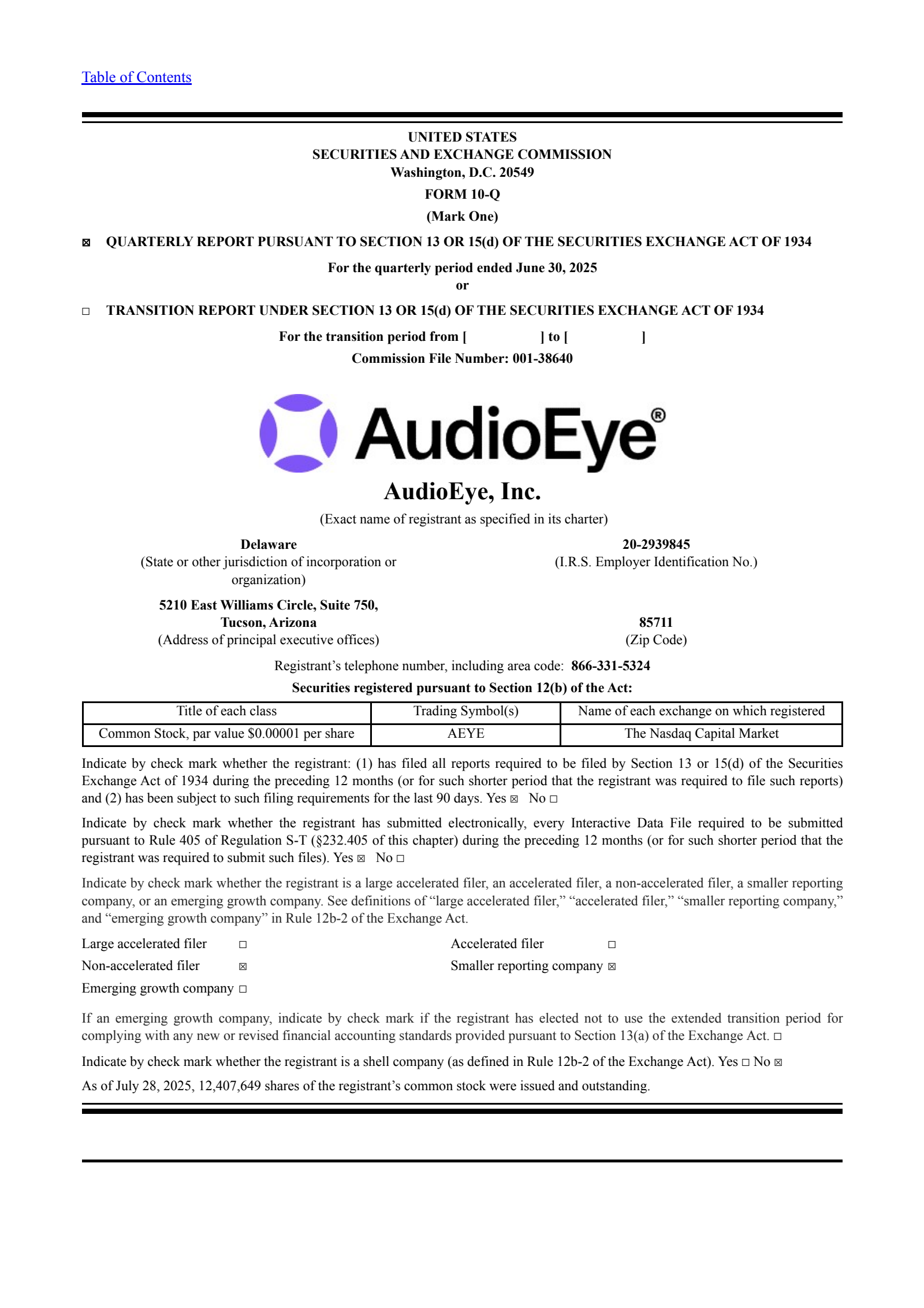 Audioeye's Q2 2025 Quarterly report