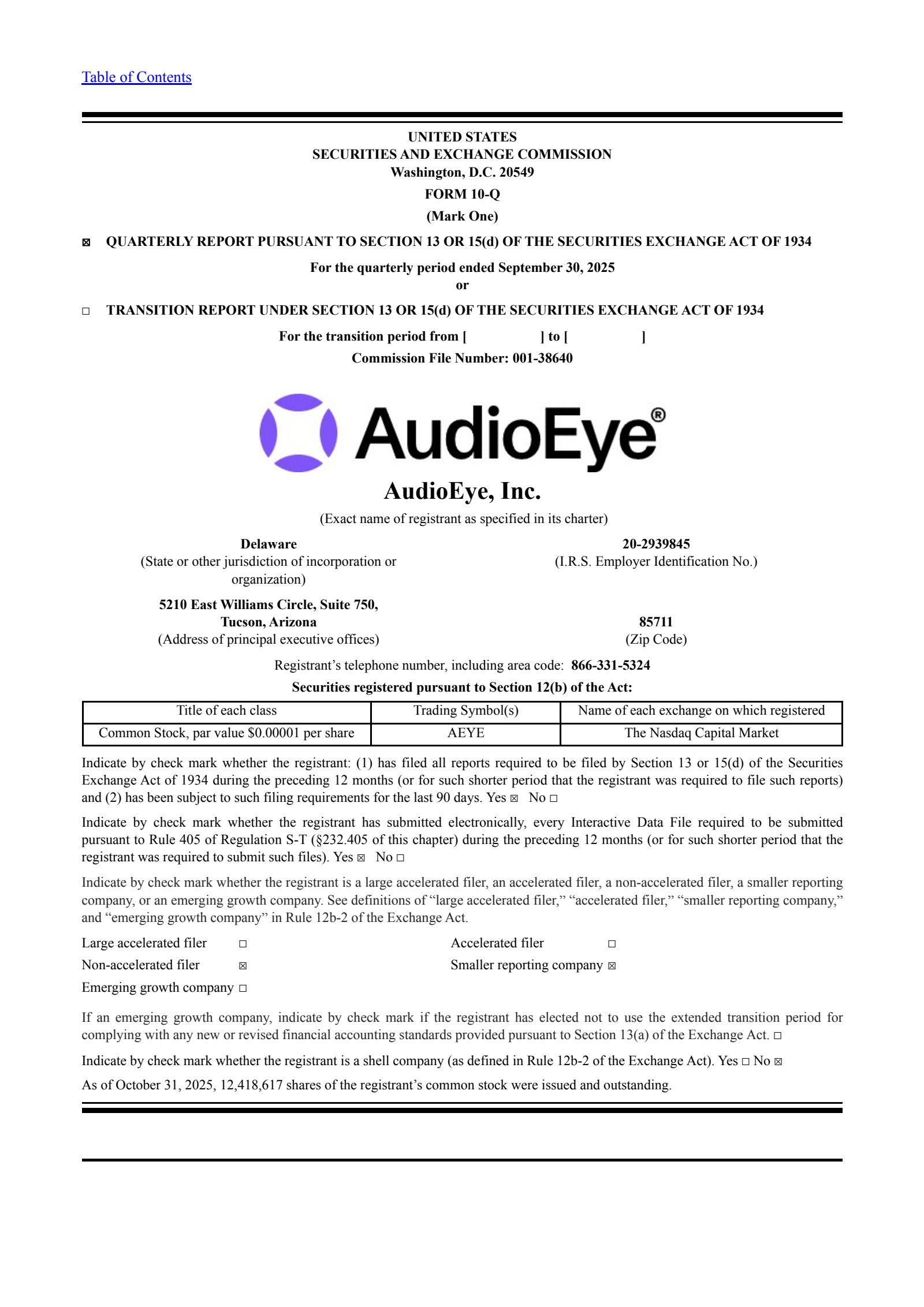 Audioeye's Q3 2025 Quarterly Report