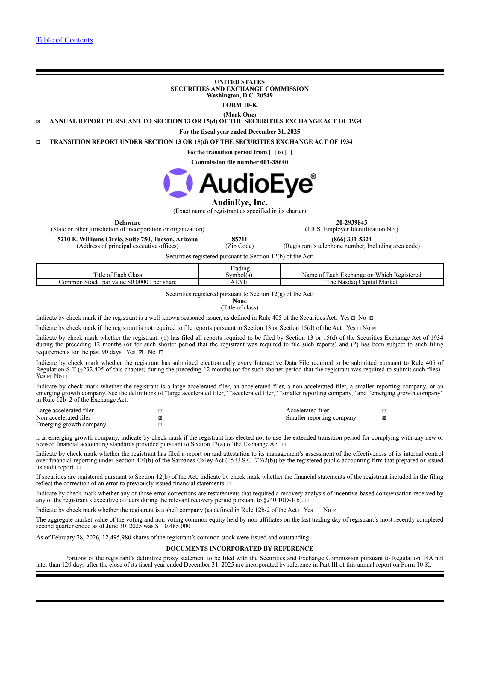 Audioeye's Q4 2025 Annual report