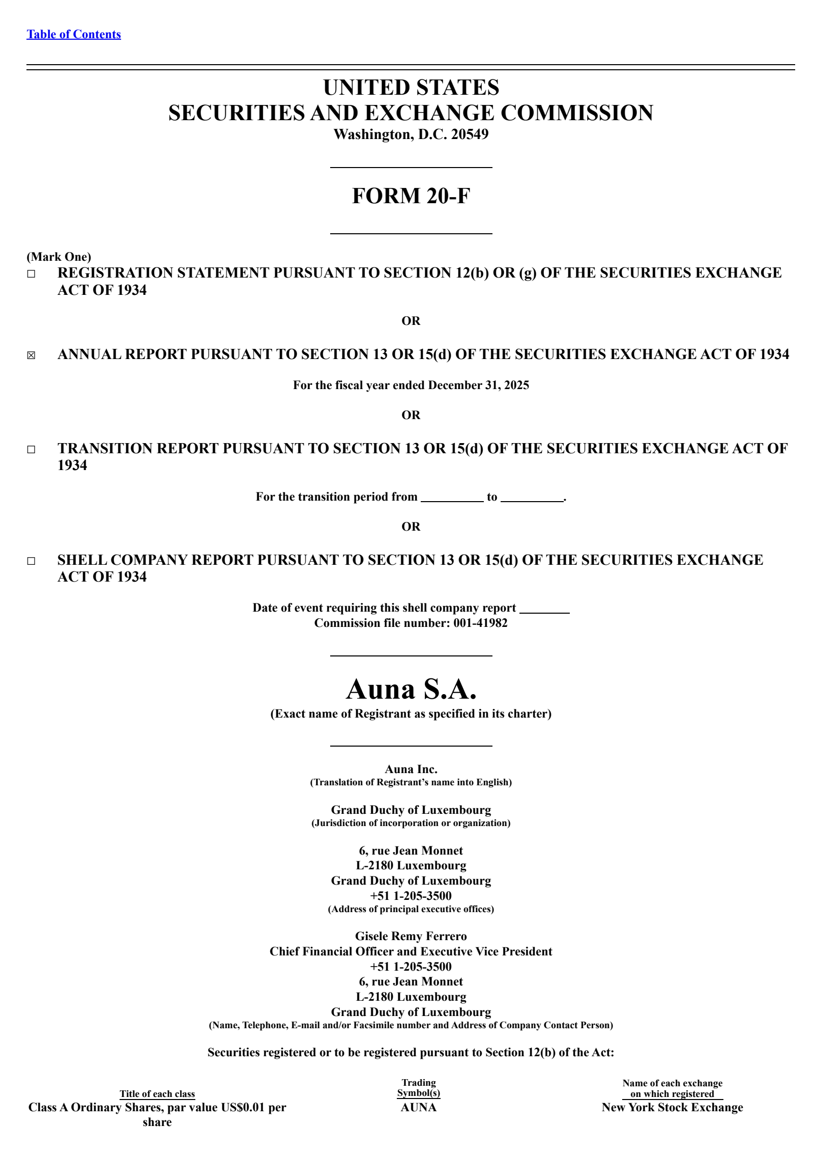 Auna's Q4 2025 Annual report