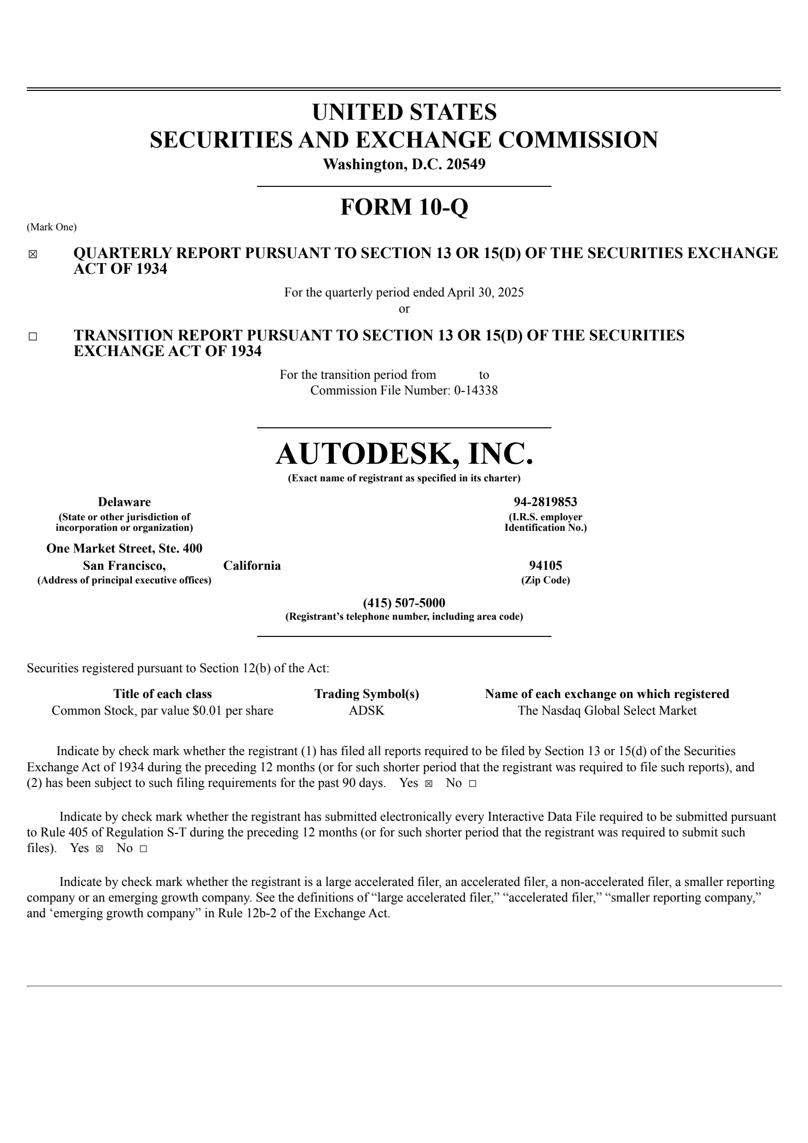 Autodesk's Q1 2026 Quarterly report