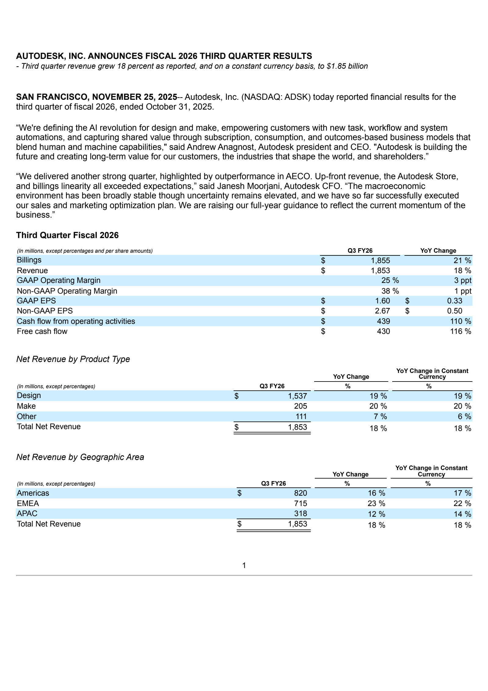 Autodesk's Q3 2026 Earnings Release