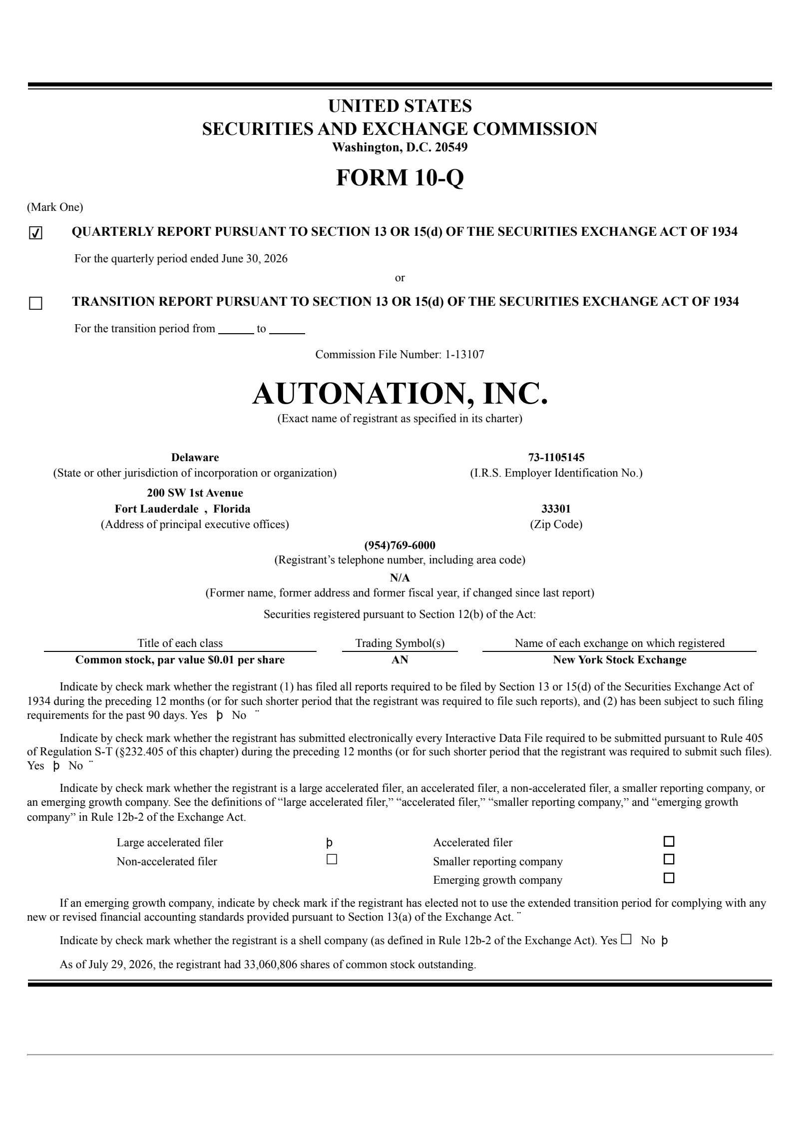 AutoNation's Q2 2026 Quarterly report