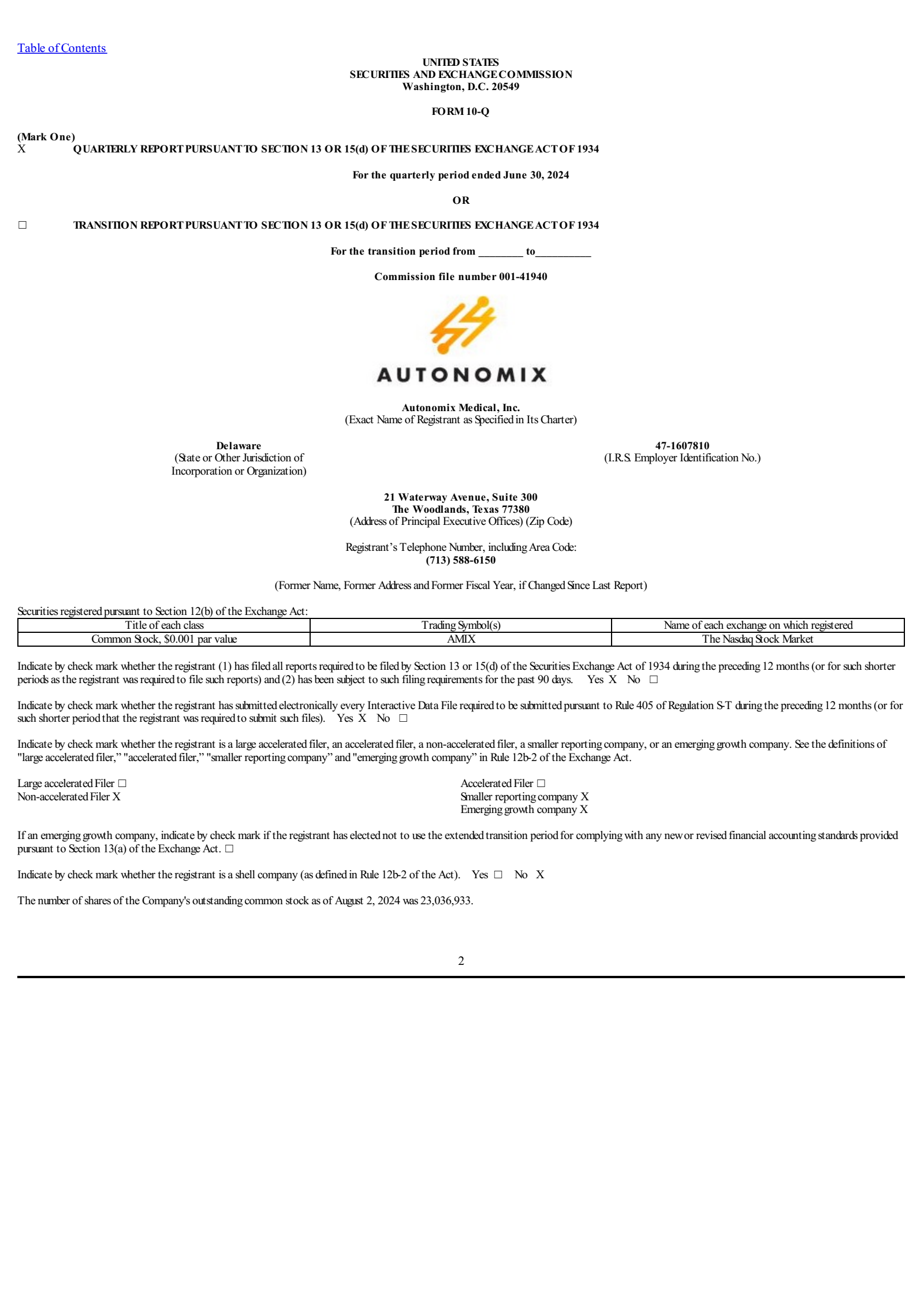 Autonomix Medical's Q1 2025 Quarterly report