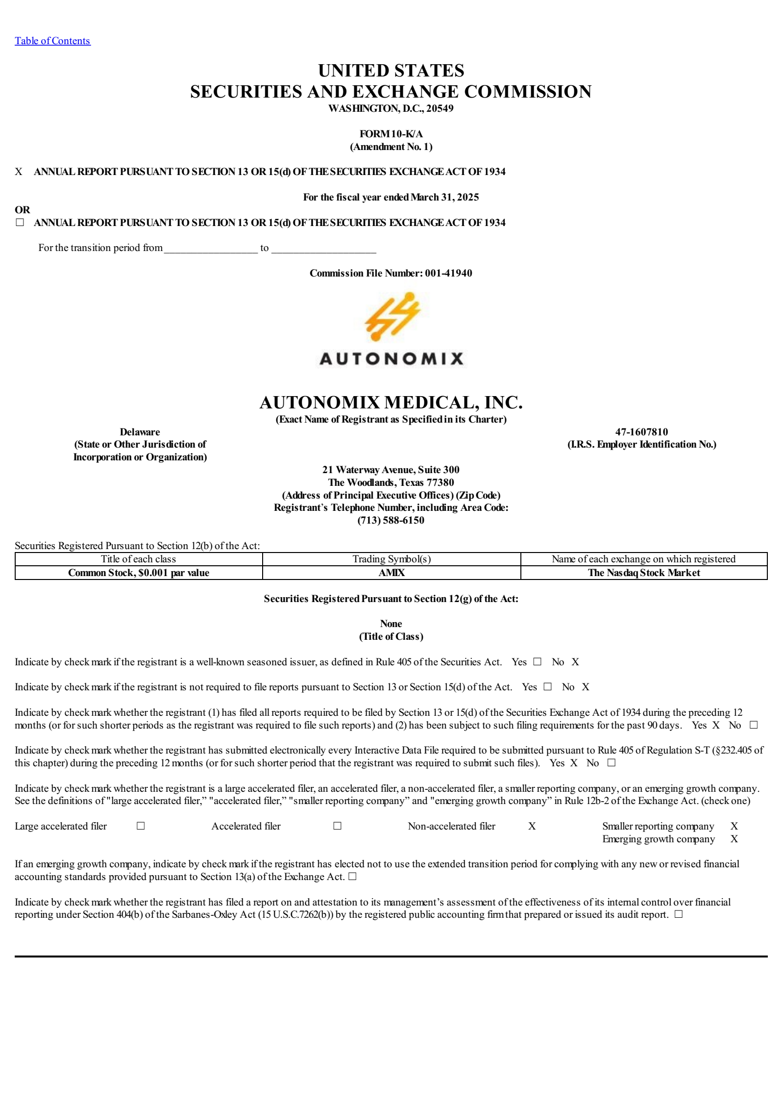 Autonomix Medical's Q4 2025 Annual report