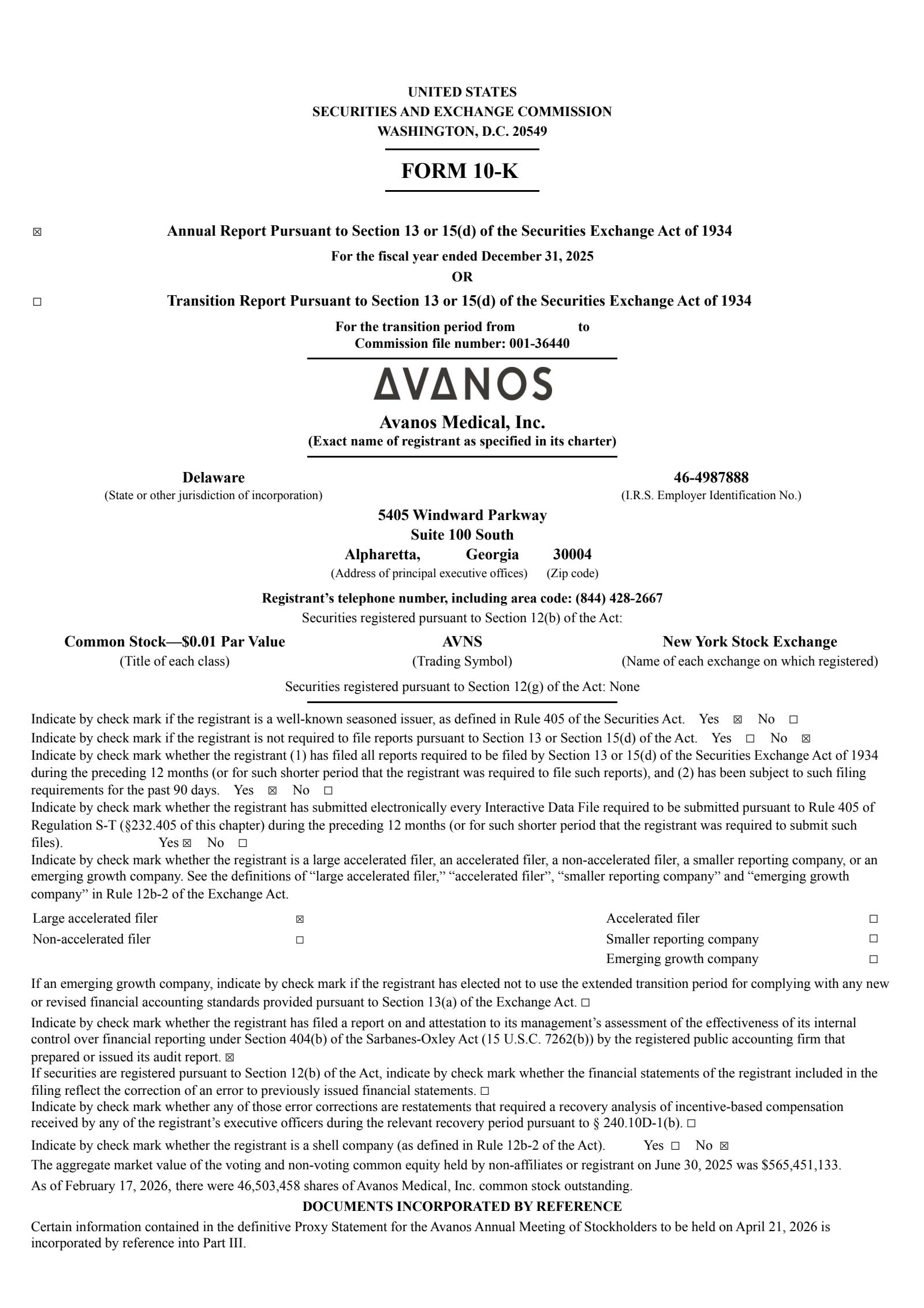 Avanos Medical's Q4 2025 Annual report