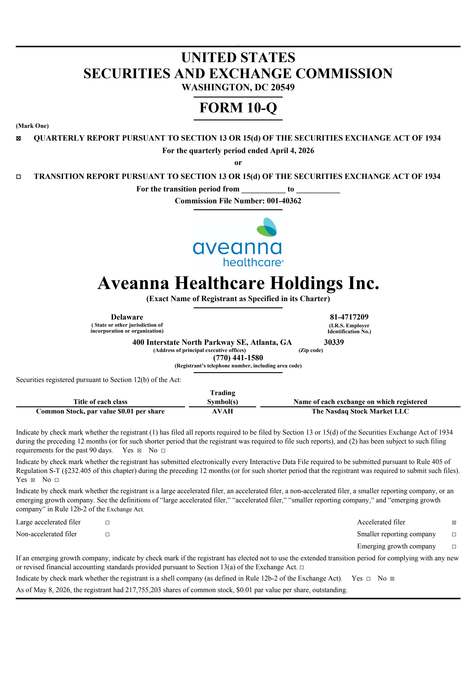 Aveanna Healthcare's Q1 2026 Quarterly report