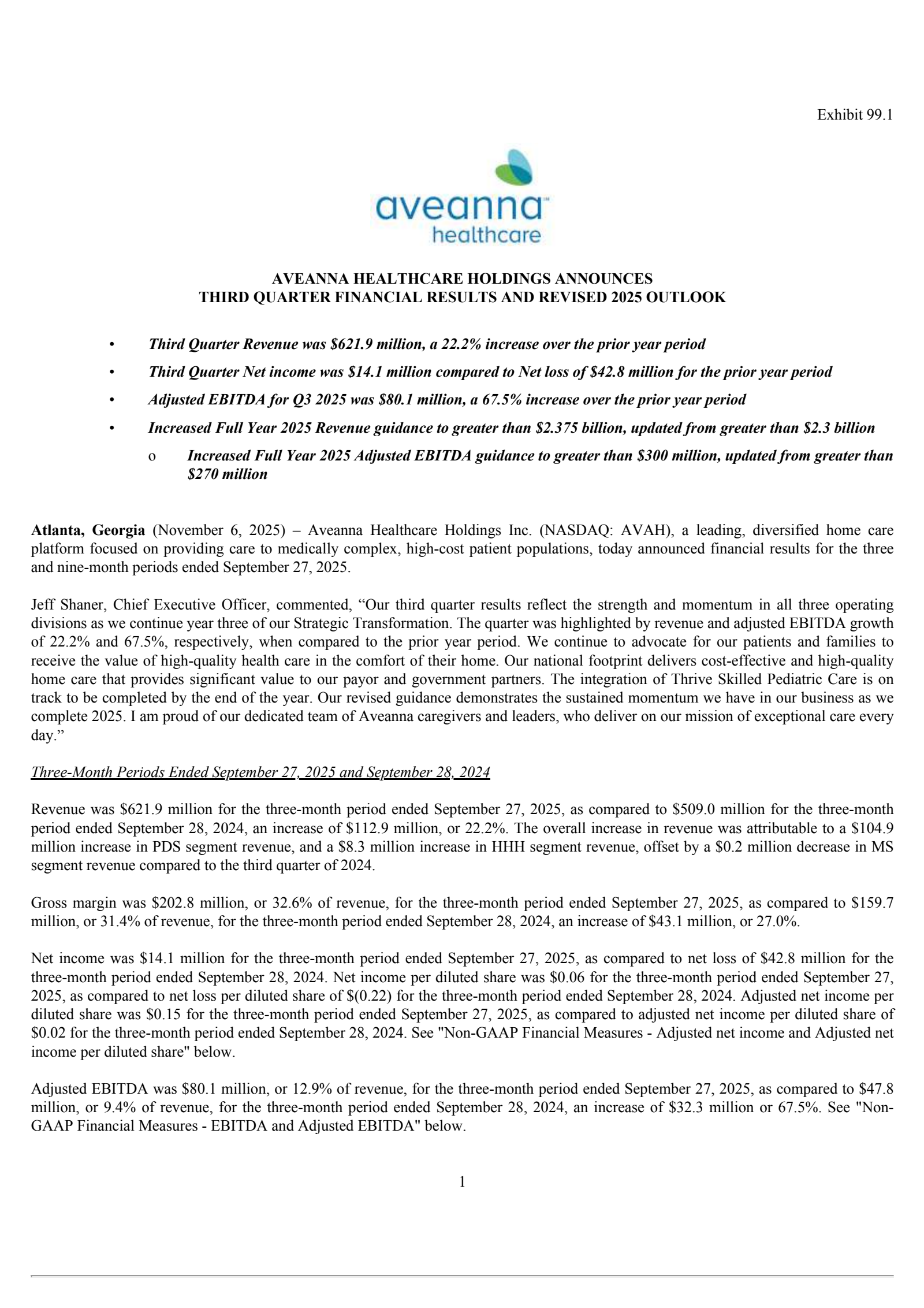 Aveanna Healthcare's Q3 2025 Earnings Release