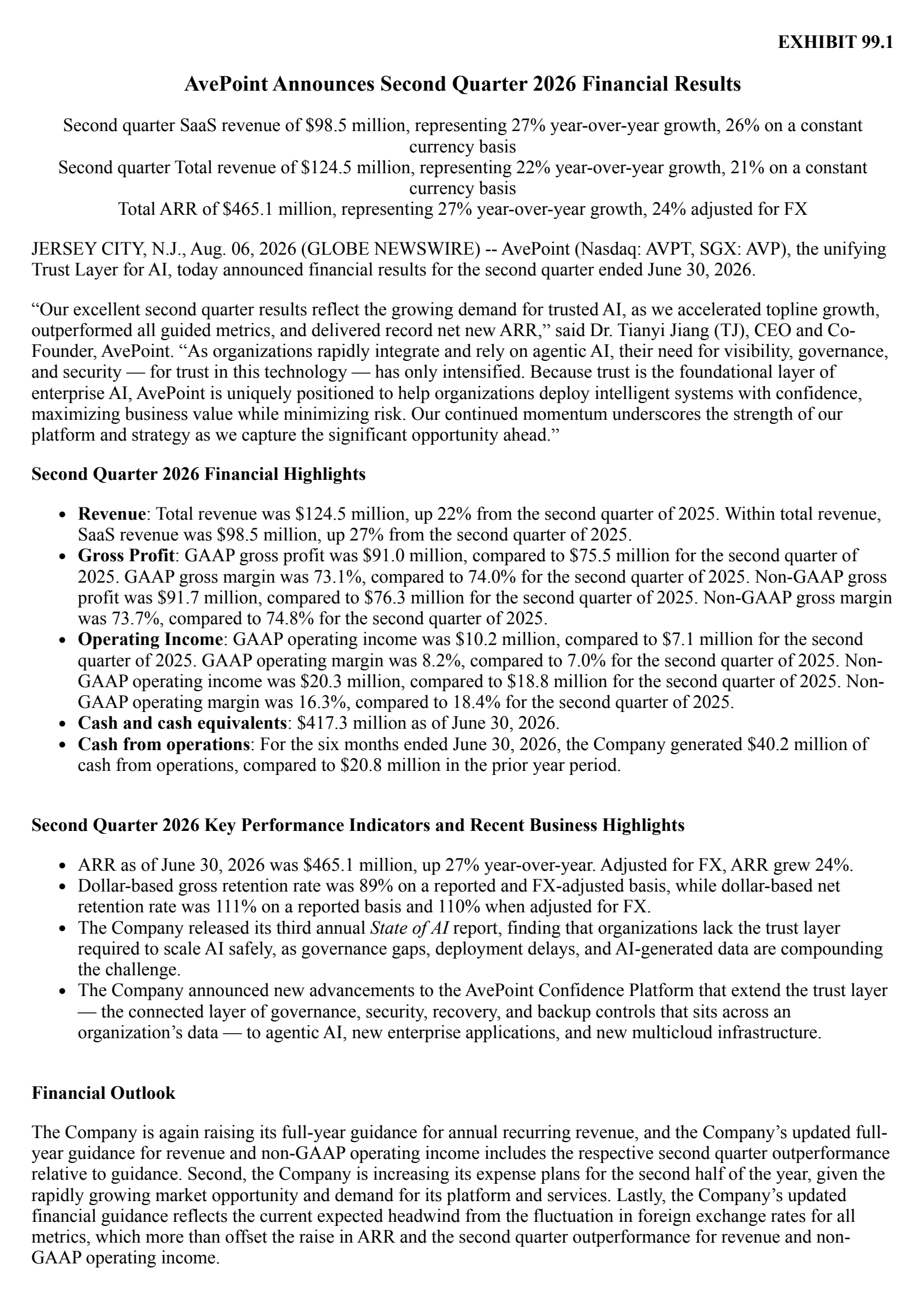 AvePoint's Q2 2026 Press Release