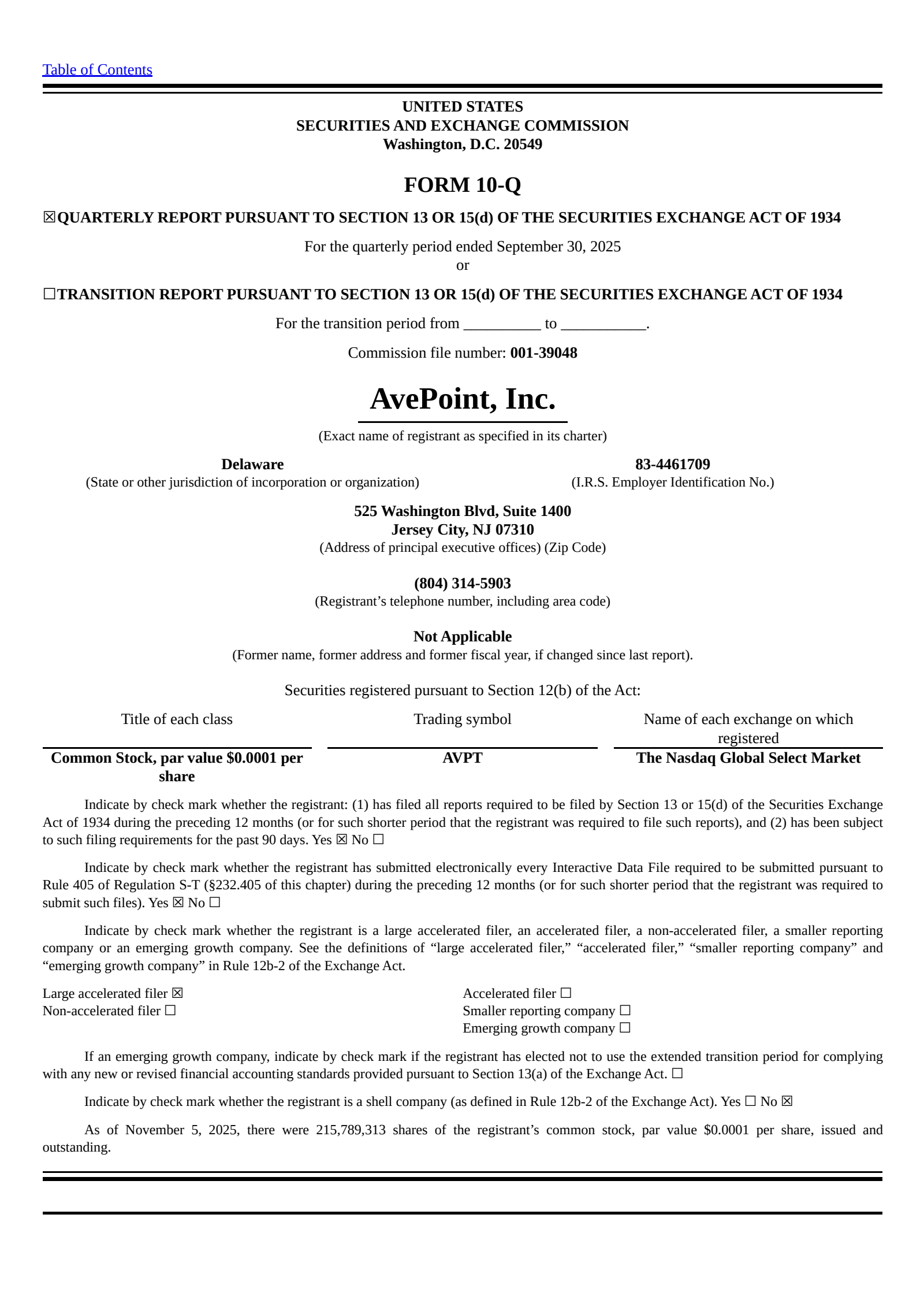 AvePoint's Q3 2025 Quarterly Report