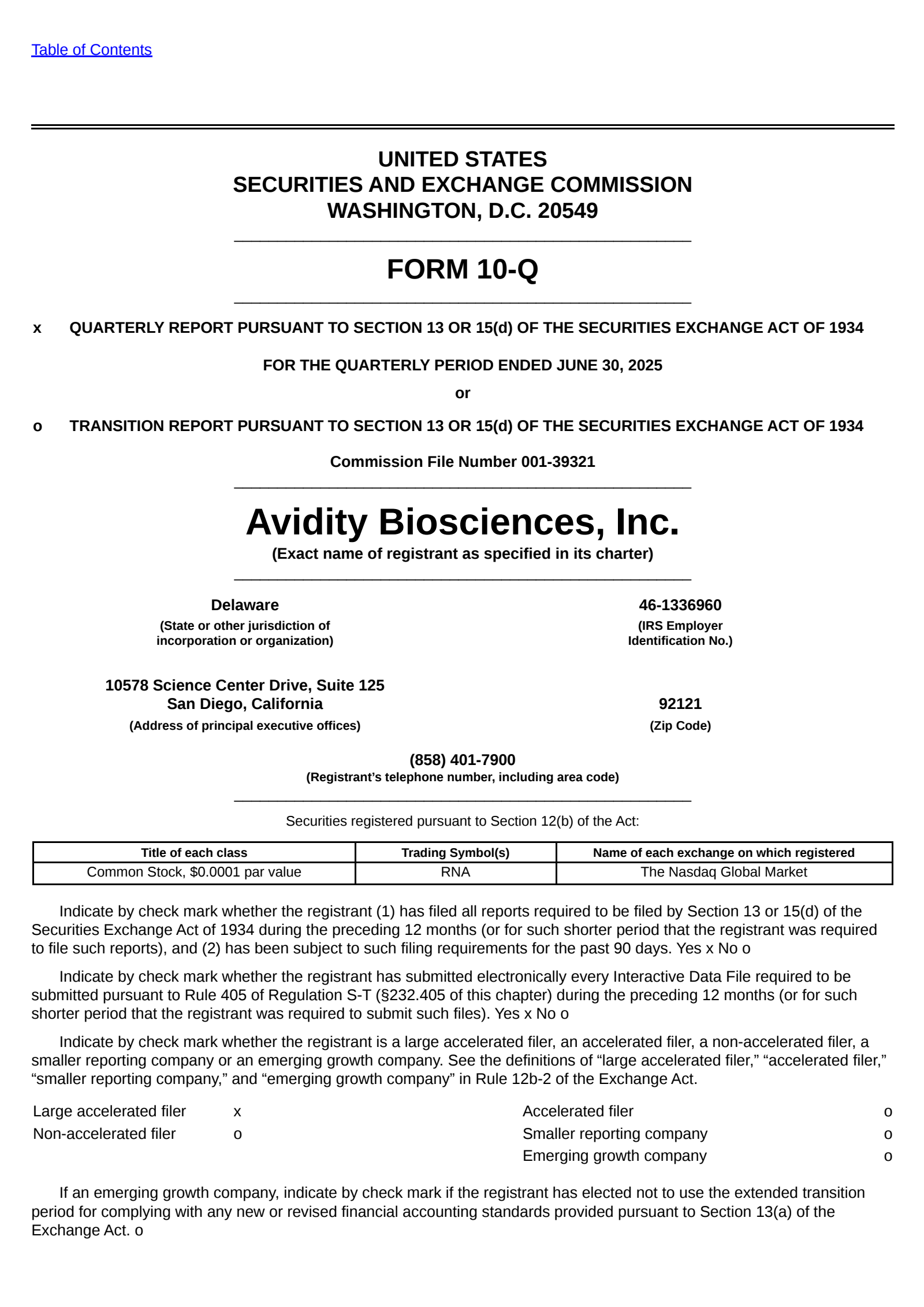 Avidity Biosciences' Q2 2025 Quarterly report