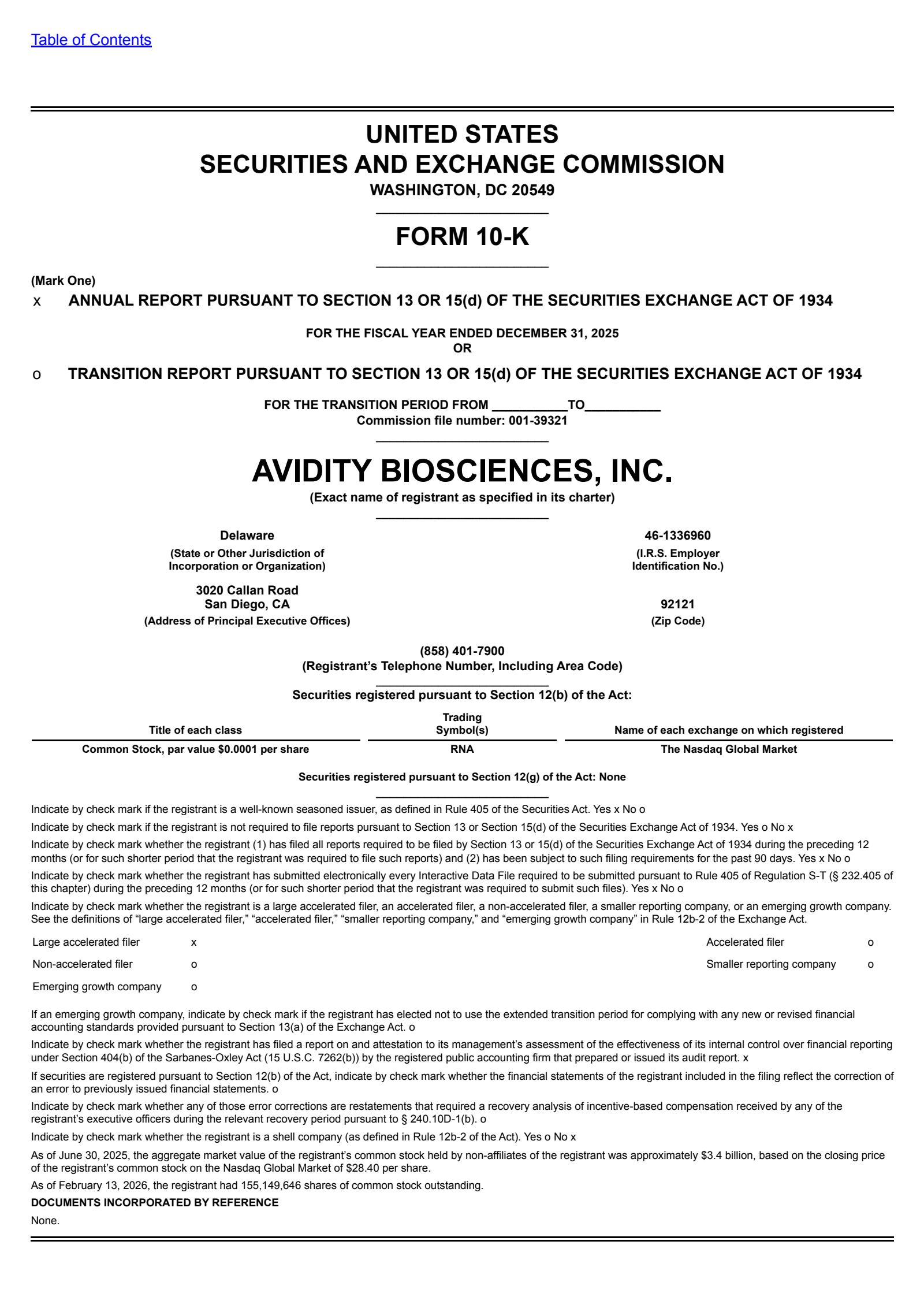 Avidity Biosciences' Q4 2025 Annual report