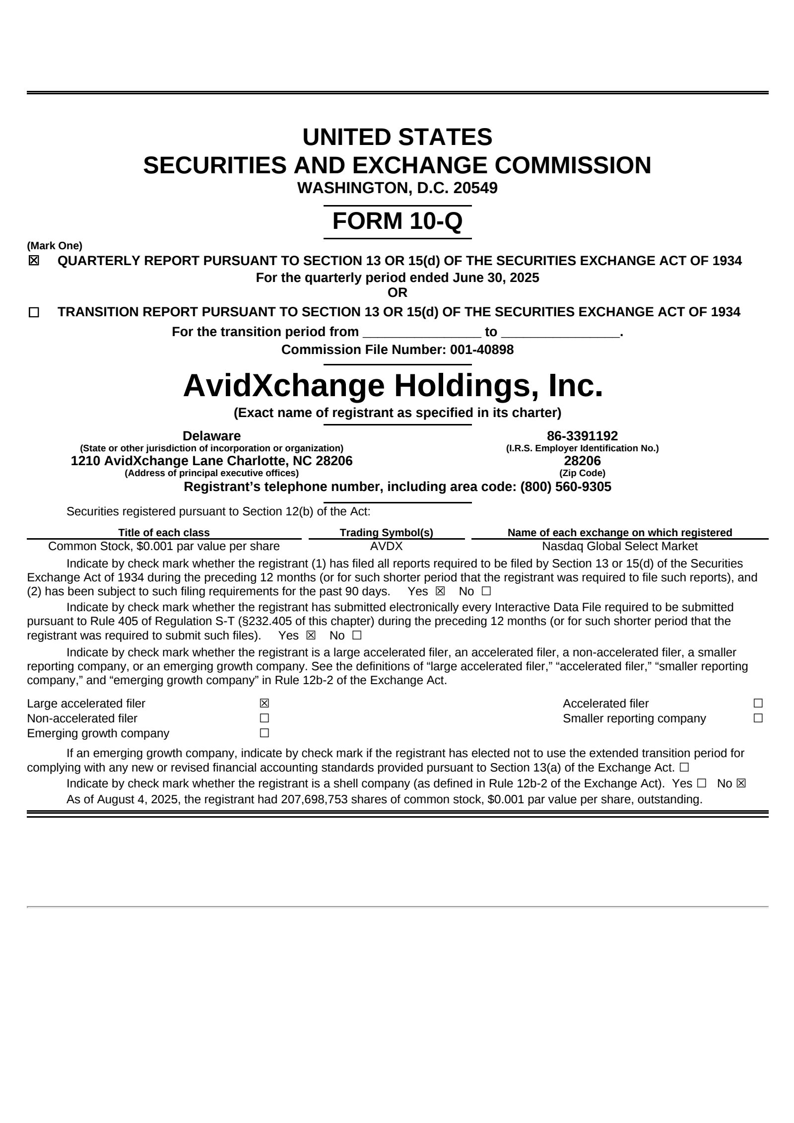 AvidXchange's Q2 2025 Quarterly report