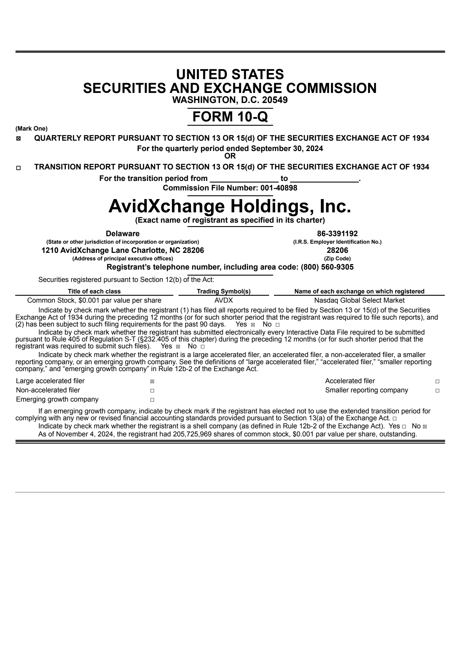 AvidXchange's Q3 2024 Quarterly report
