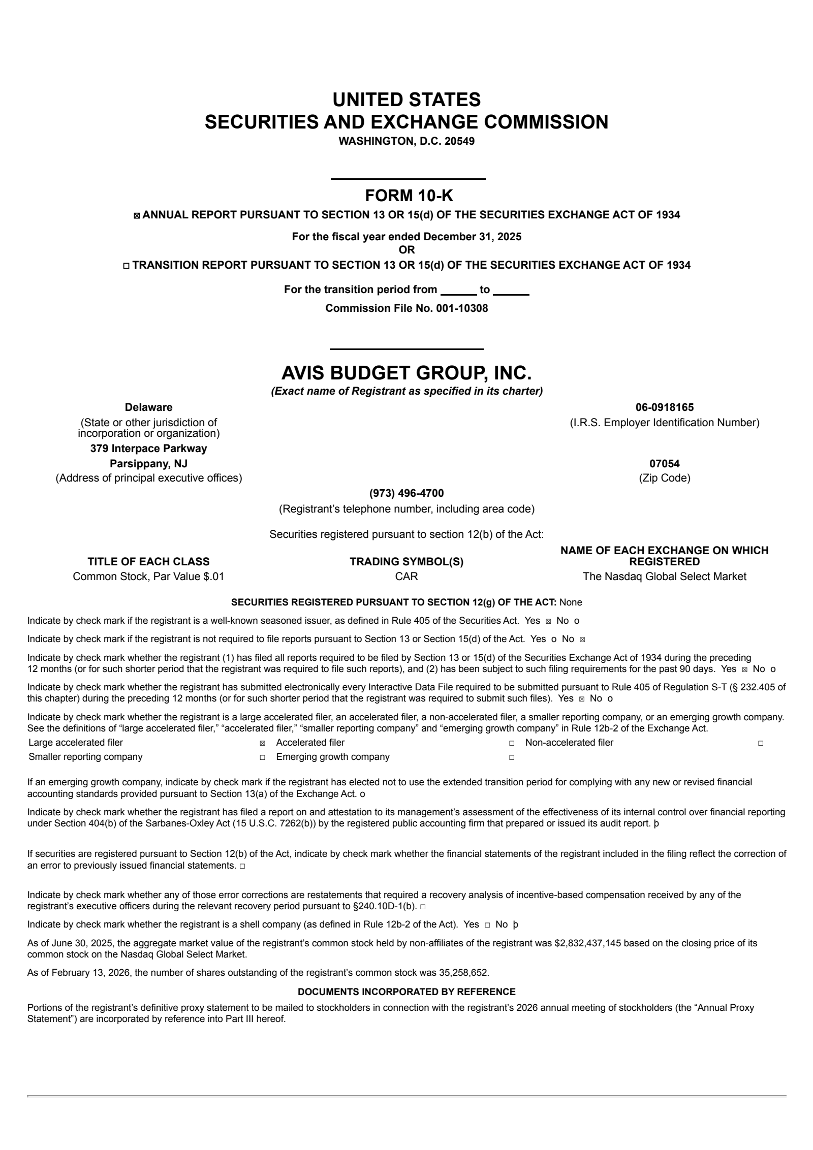 Avis Budget Group's Q4 2025 Annual report
