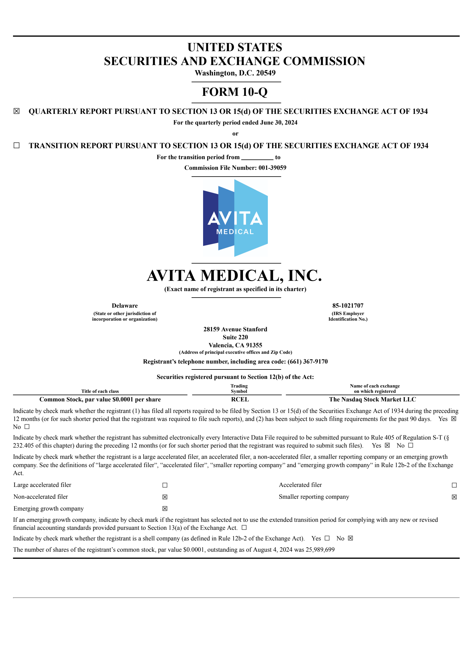 Avita Medical's Q2 2024 Quarterly Report