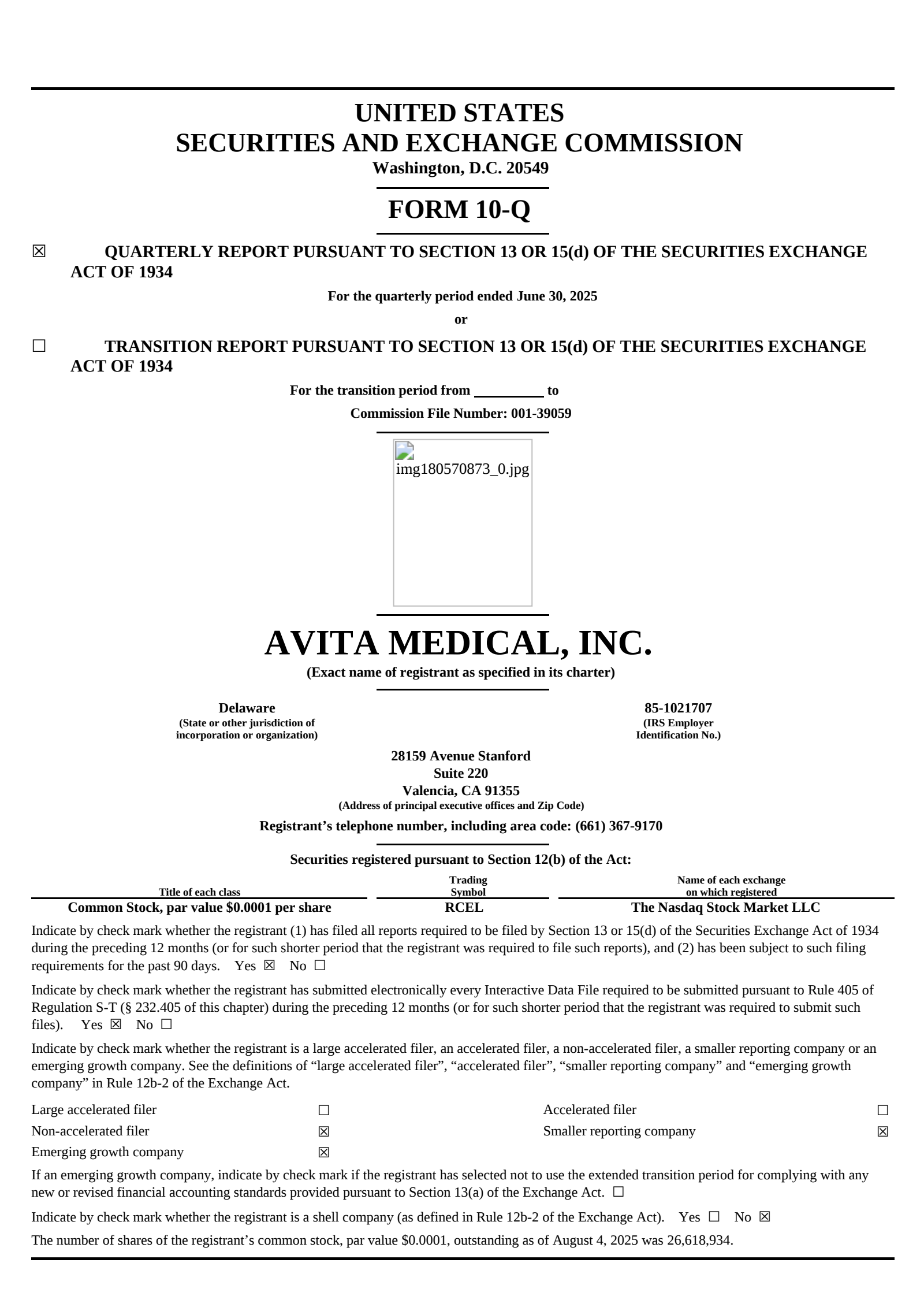Avita Medical's Q2 2025 Quarterly report
