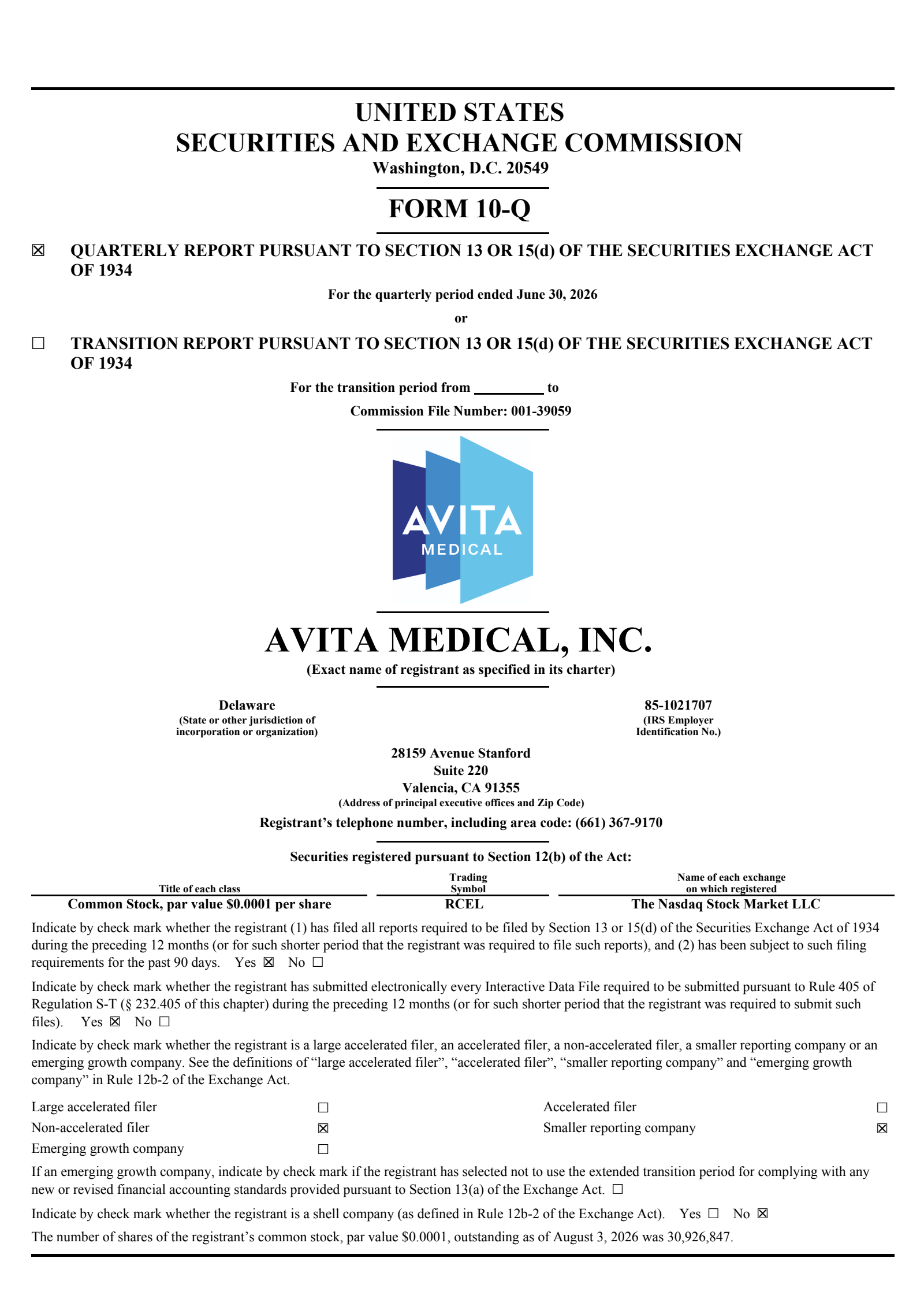 Avita Medical's Q2 2026 Quarterly report