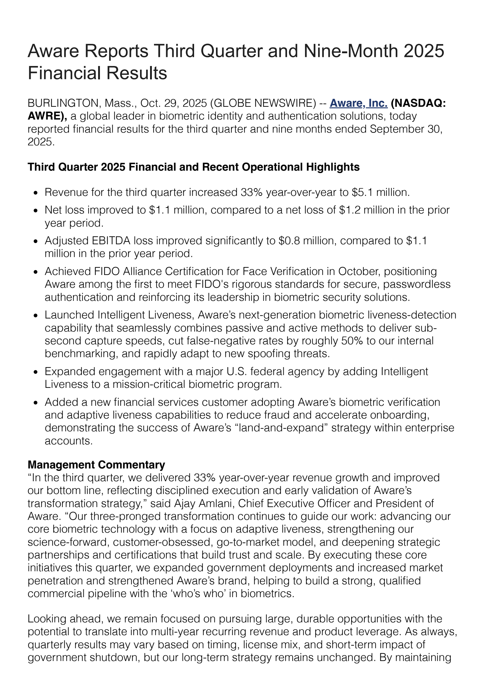 Aware's Q3 2025 Earnings Release