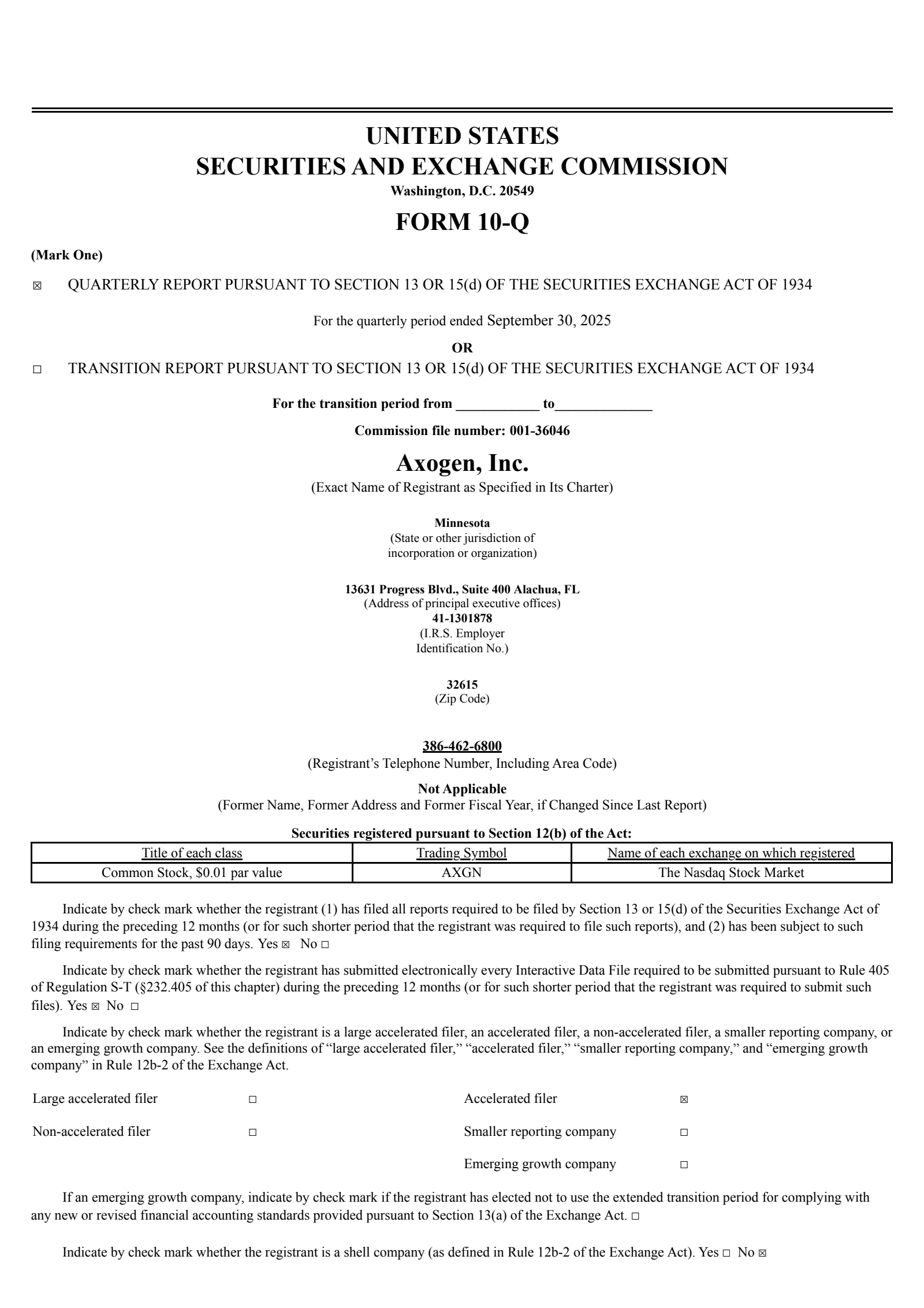 AxoGen's Q3 2025 Quarterly Report
