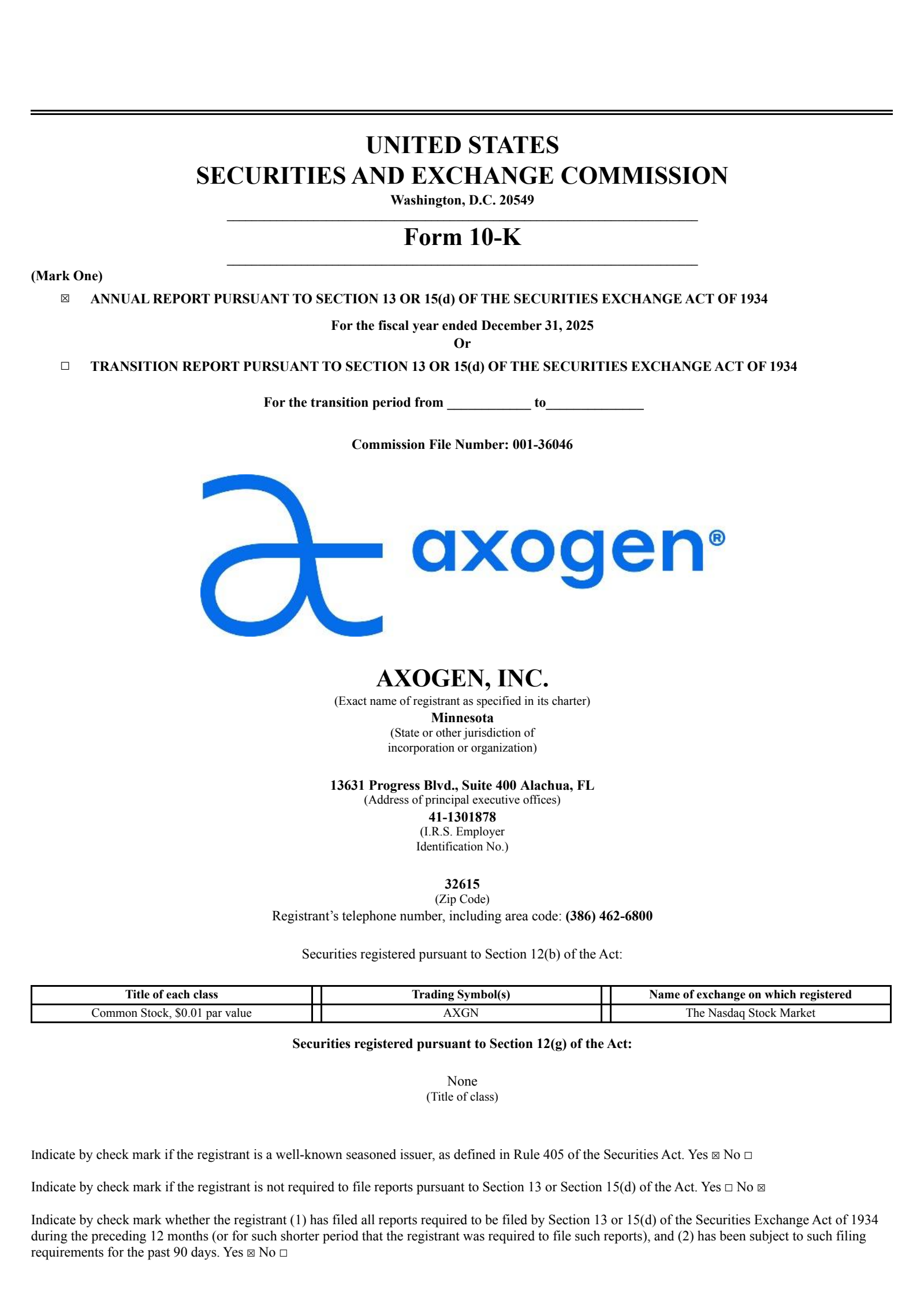 AxoGen's Q4 2025 Annual report