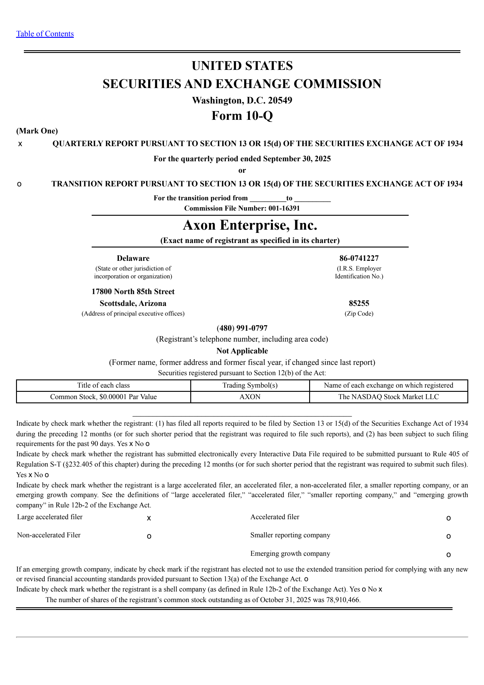 Axon Enterprise's Q3 2025 Quarterly Report