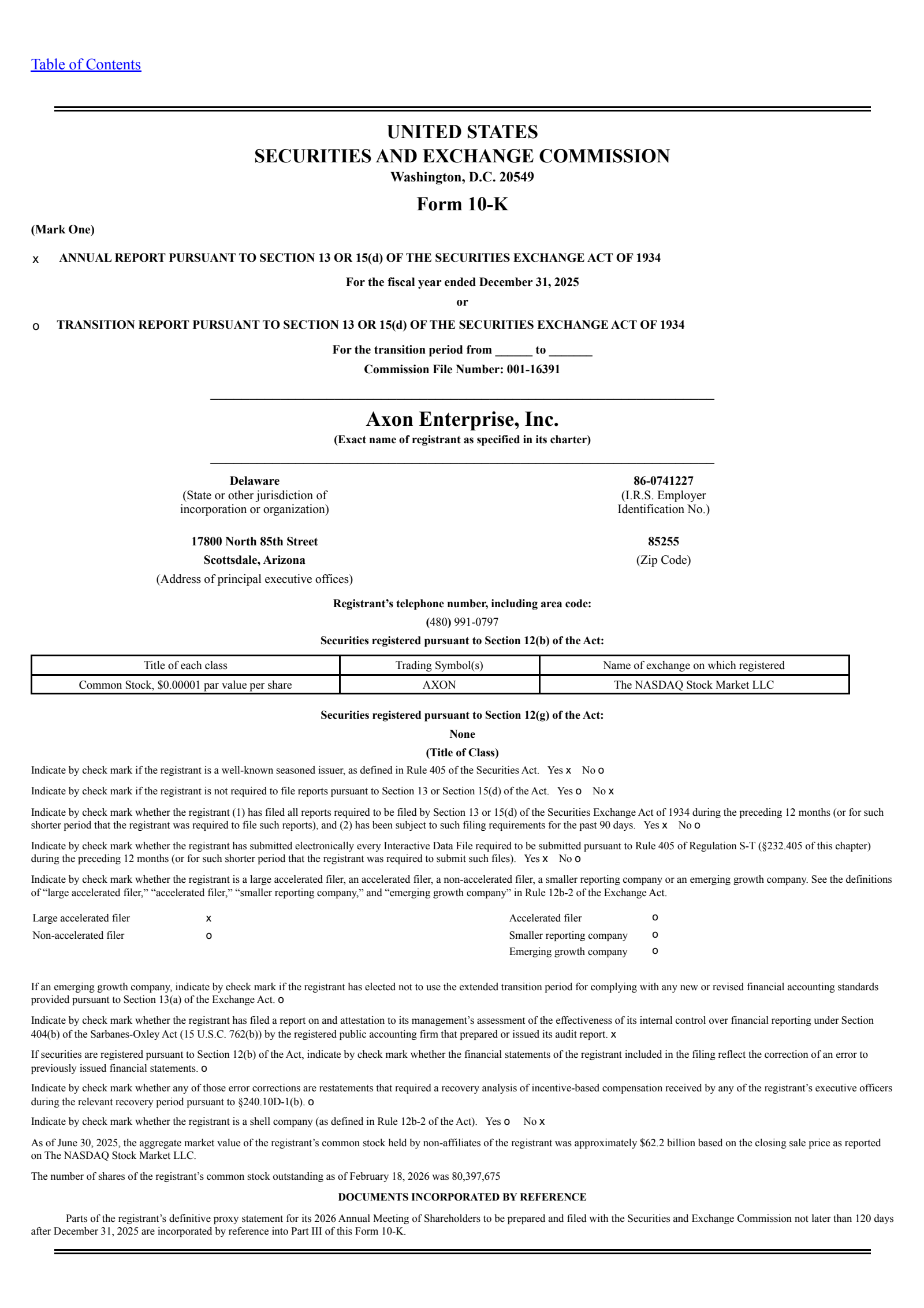 Axon Enterprise's Q4 2025 Annual report