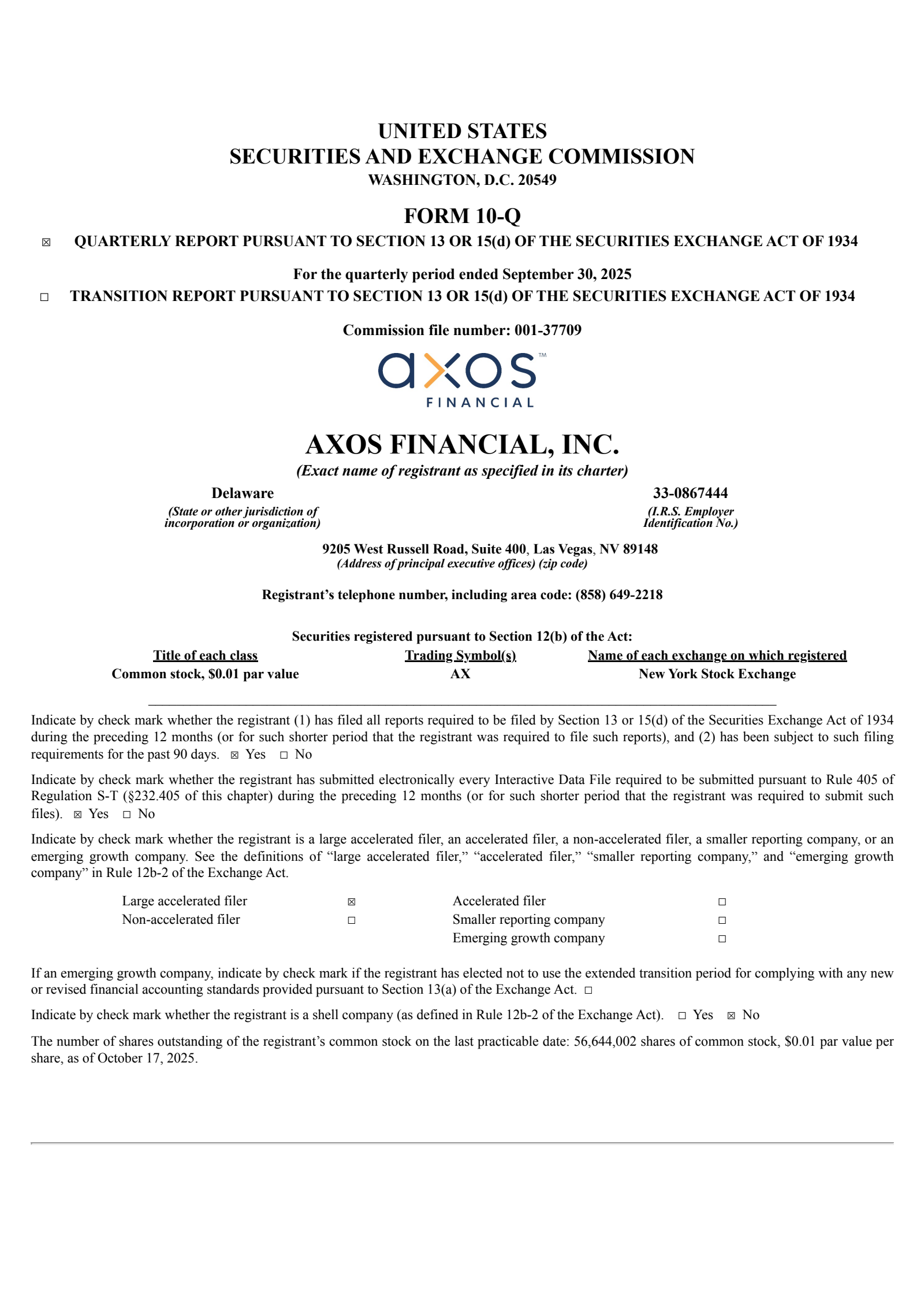Axos Financial's Q1 2026 Quarterly Report