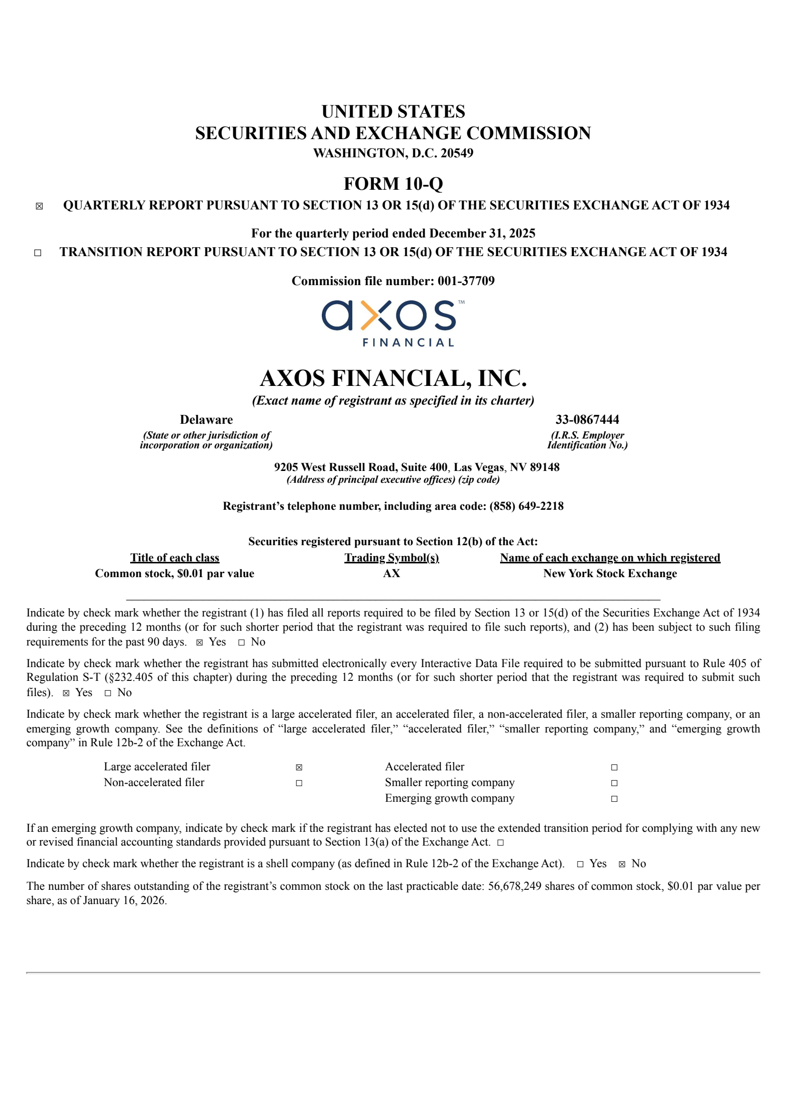 Axos Financial's Q2 2026 Quarterly report