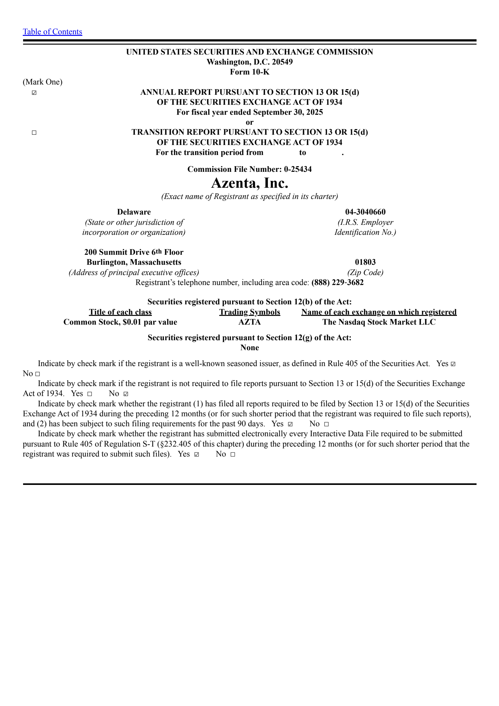 Azenta's Q4 2025 Annual Report
