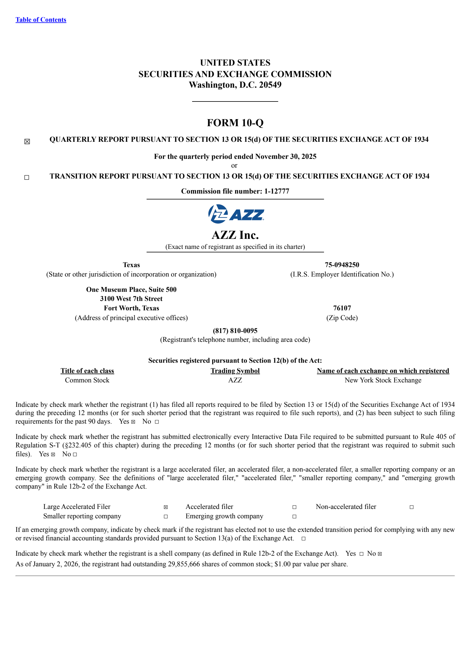 AZZ's Q3 2026 Quarterly Report