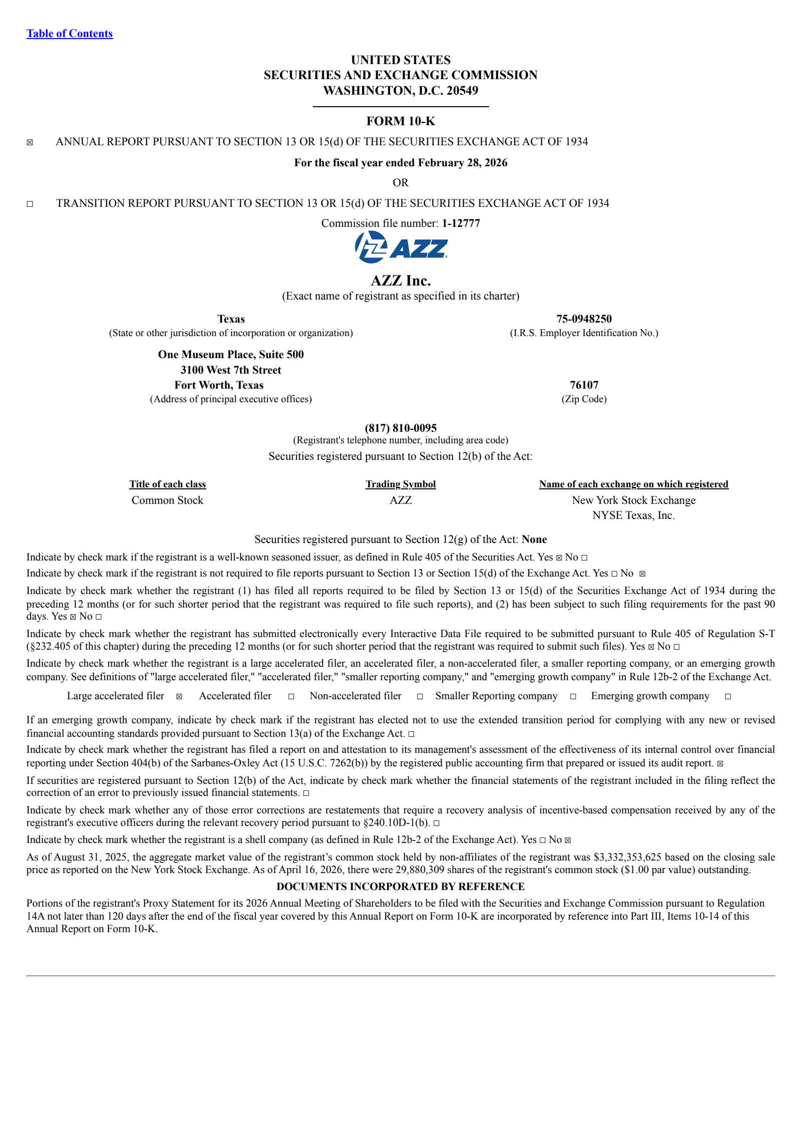 AZZ's Q4 2026 Annual report