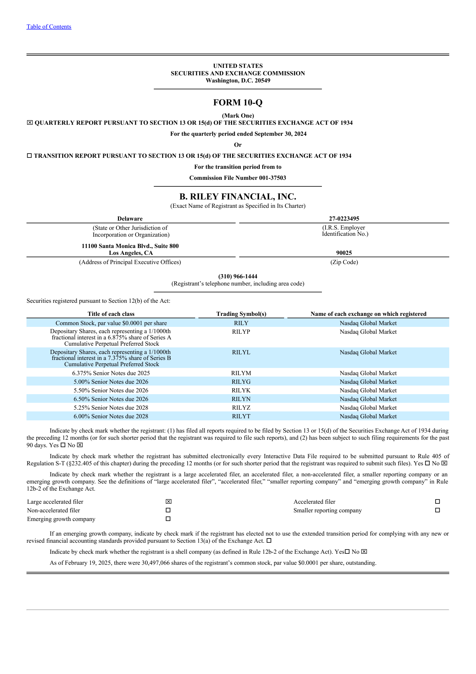 B. Riley Financial's Q3 2024 Quarterly Report