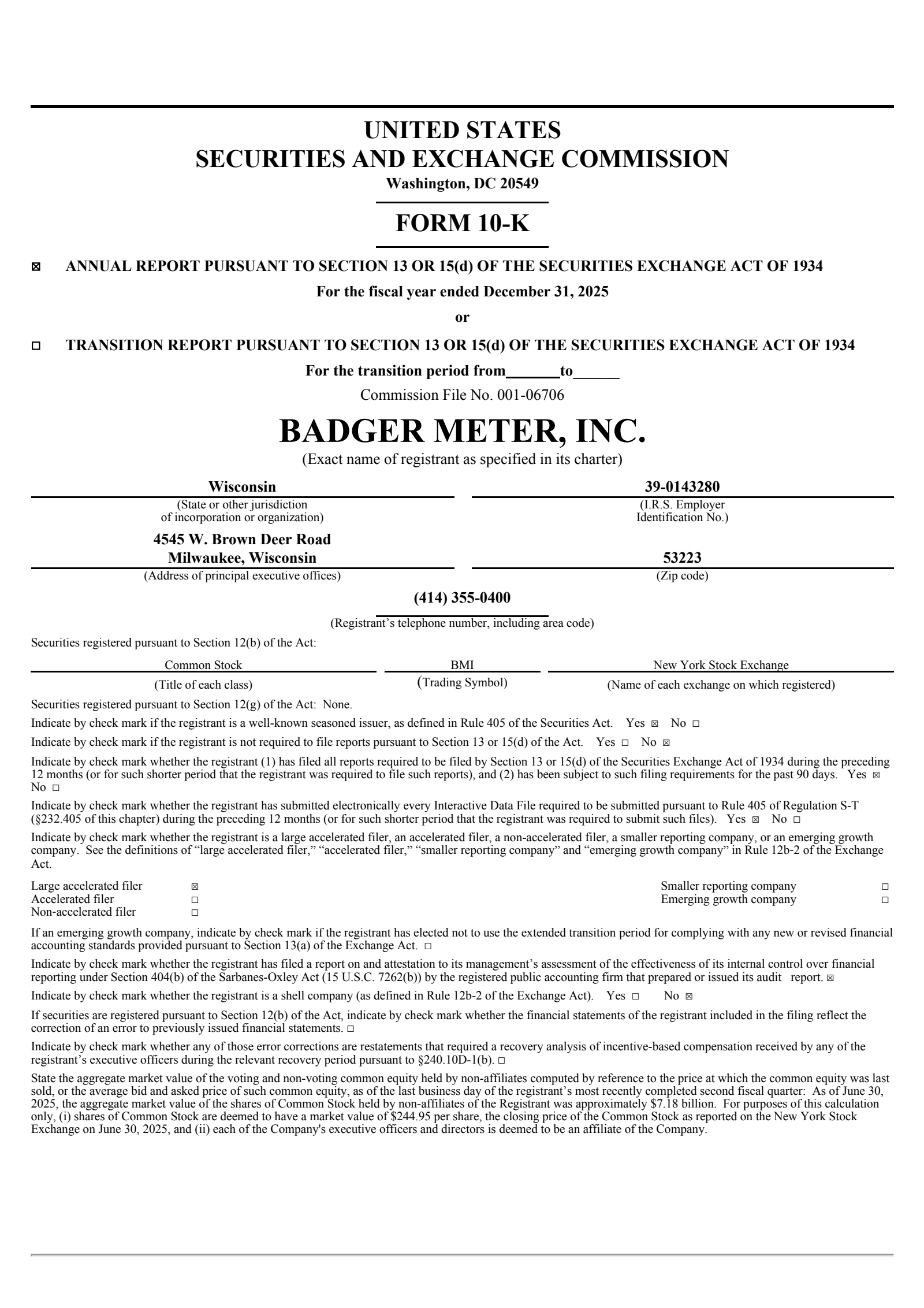 Badger Meter's Q4 2025 Annual report