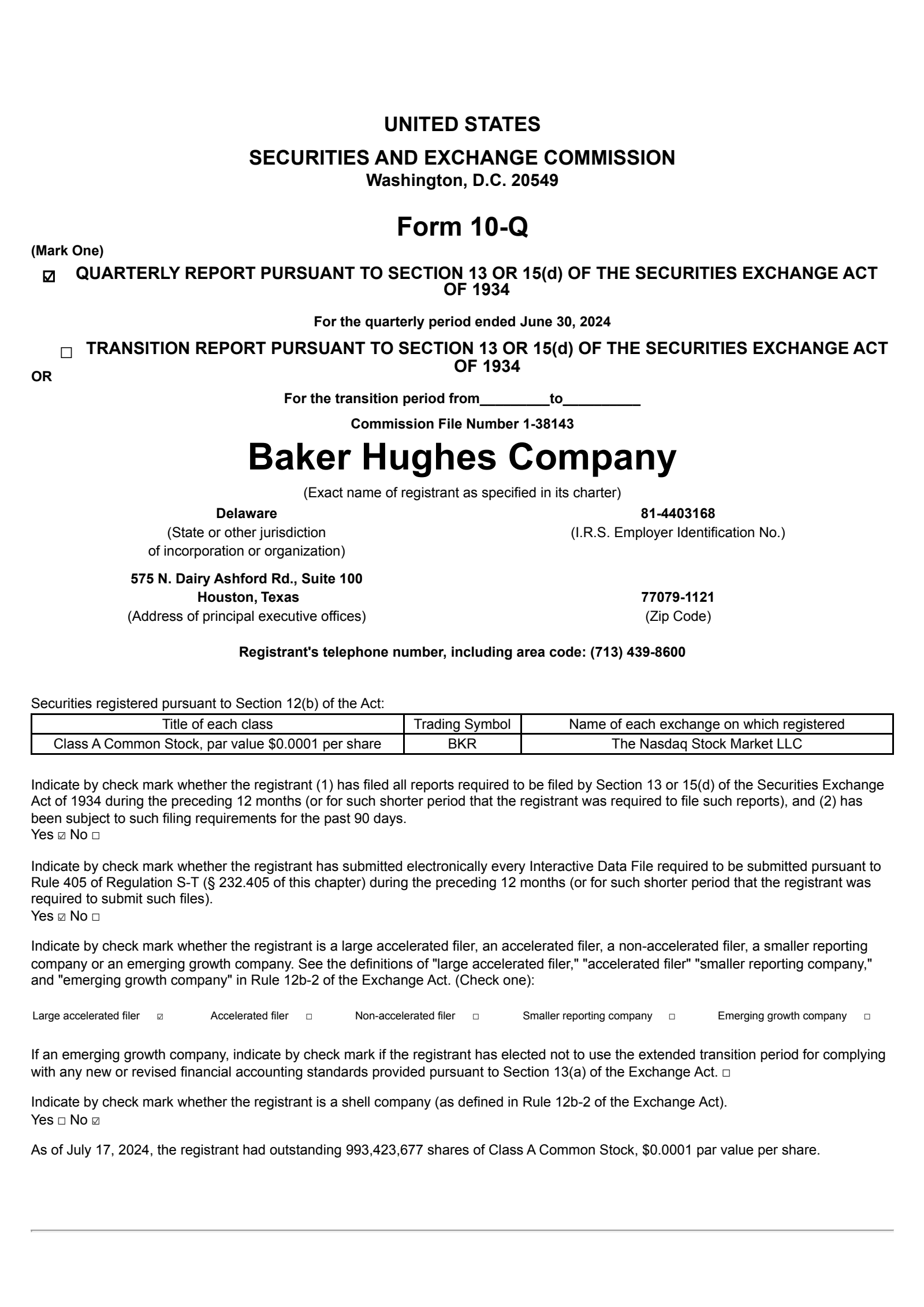 Baker Hughes' Q2 2024 Quarterly report