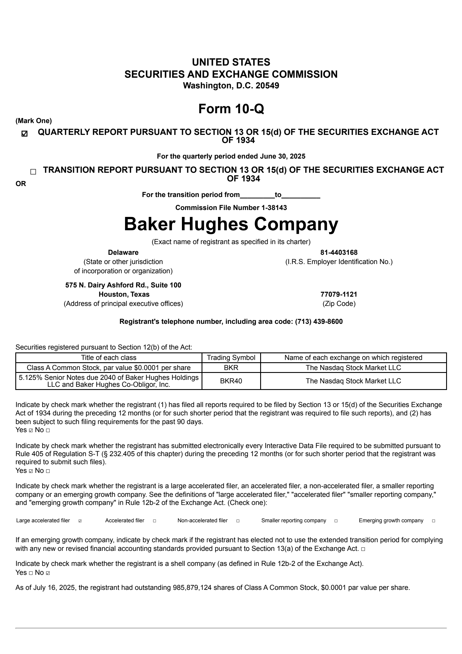 Baker Hughes' Q2 2025 Quarterly report