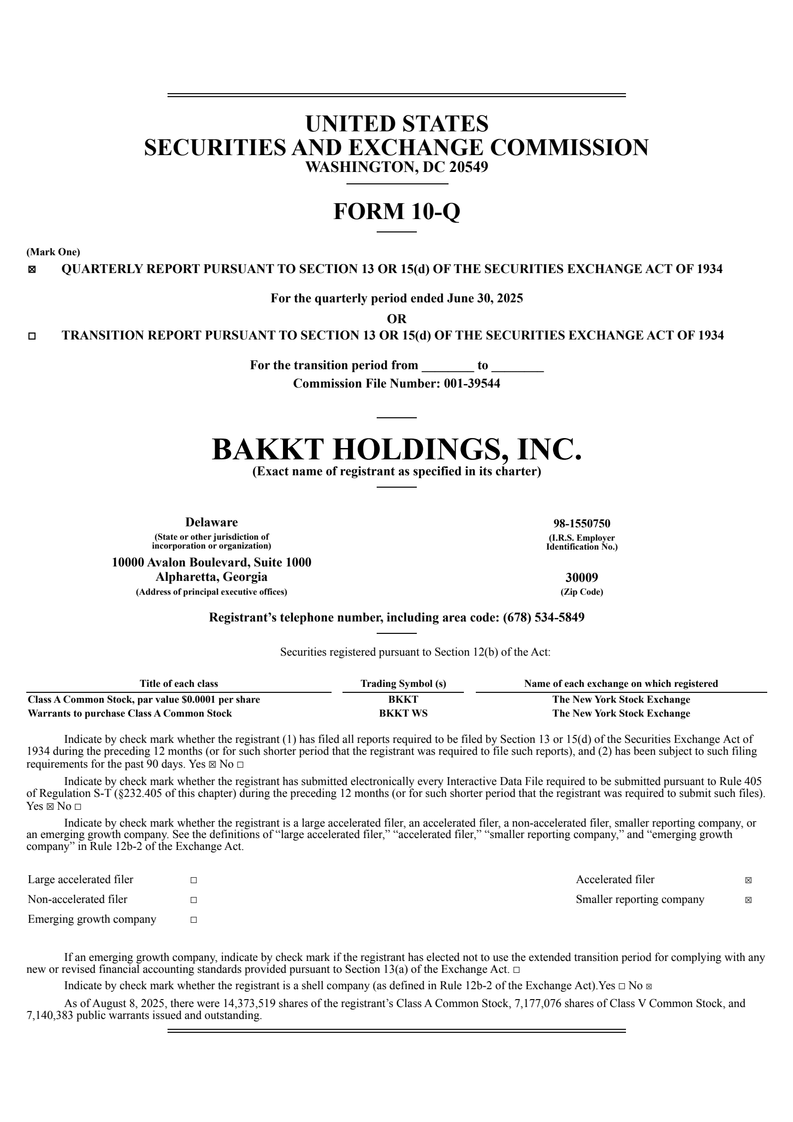 Bakkt's Q2 2025 Quarterly report