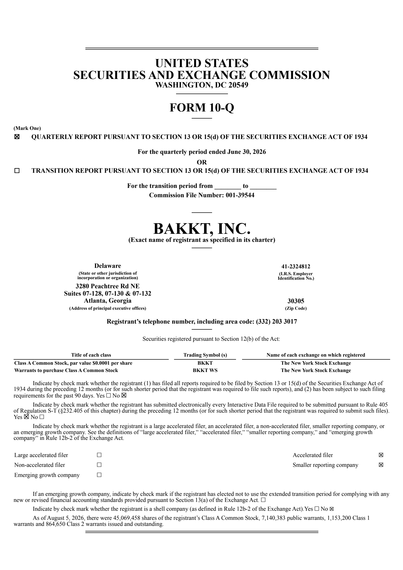 Bakkt's Q2 2026 Quarterly report