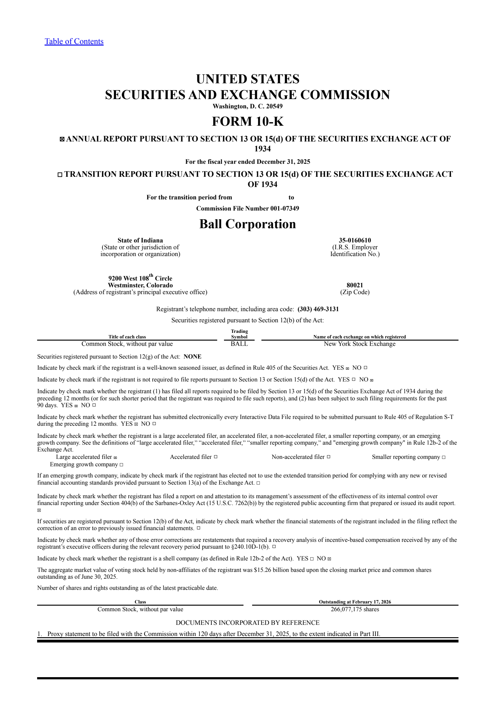 Ball's Q4 2025 Annual report