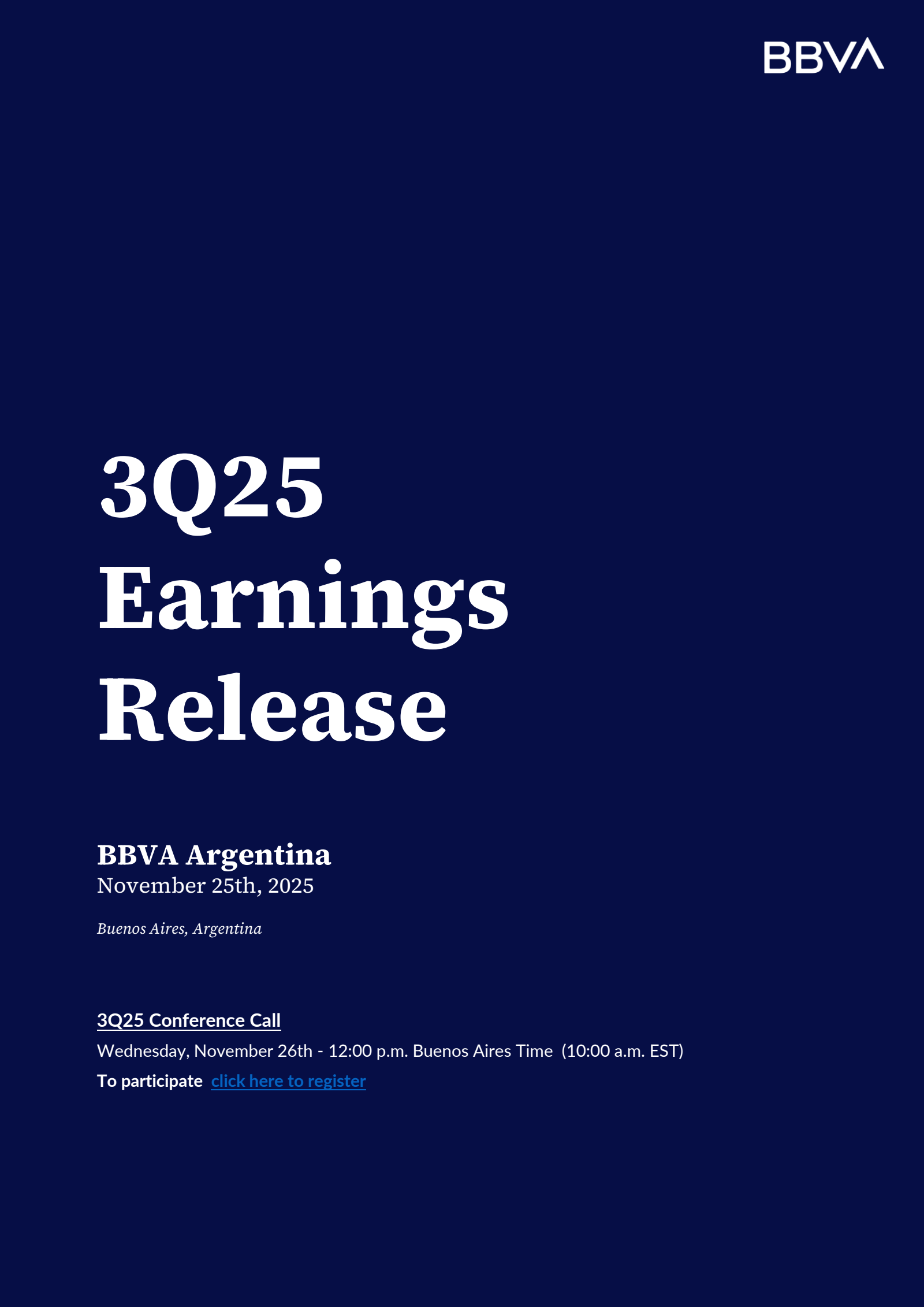 BBVA Banco Frances' Q3 2025 Earnings Release