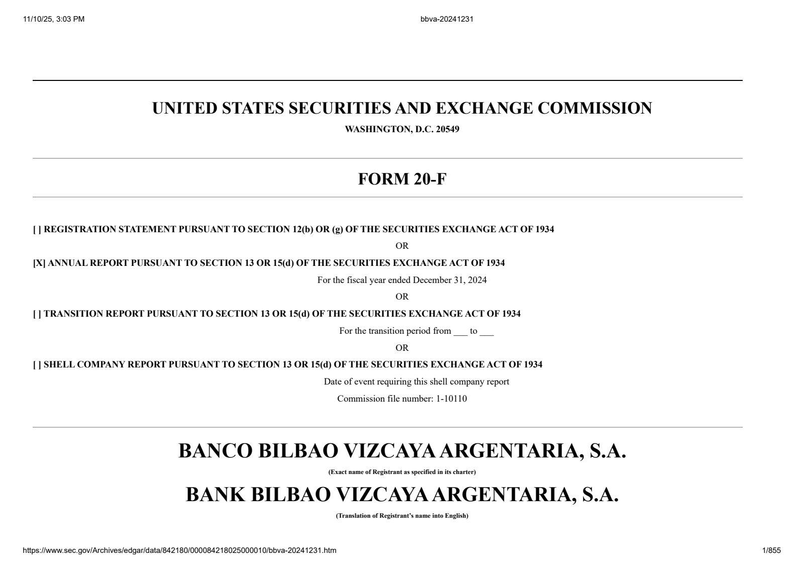 Banco Bilbao Viscaya Argentaria's Q4 2024 Annual Report