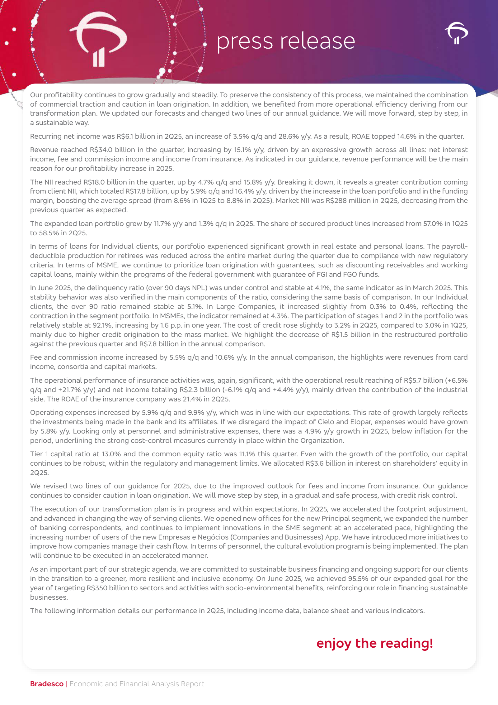Banco Bradesco's Q2 2025 Press Release