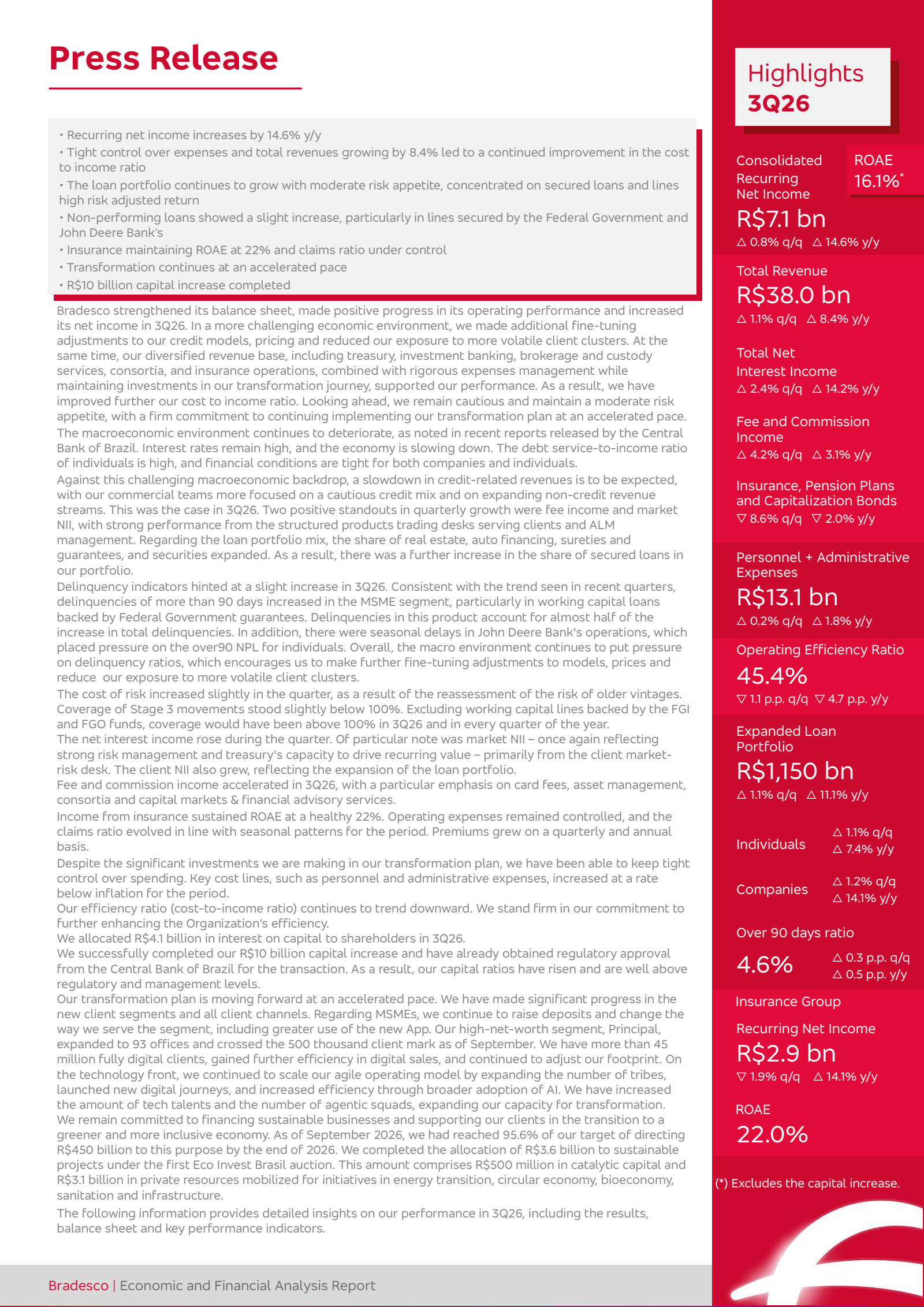 Banco Bradesco's Q3 2026 Press Release